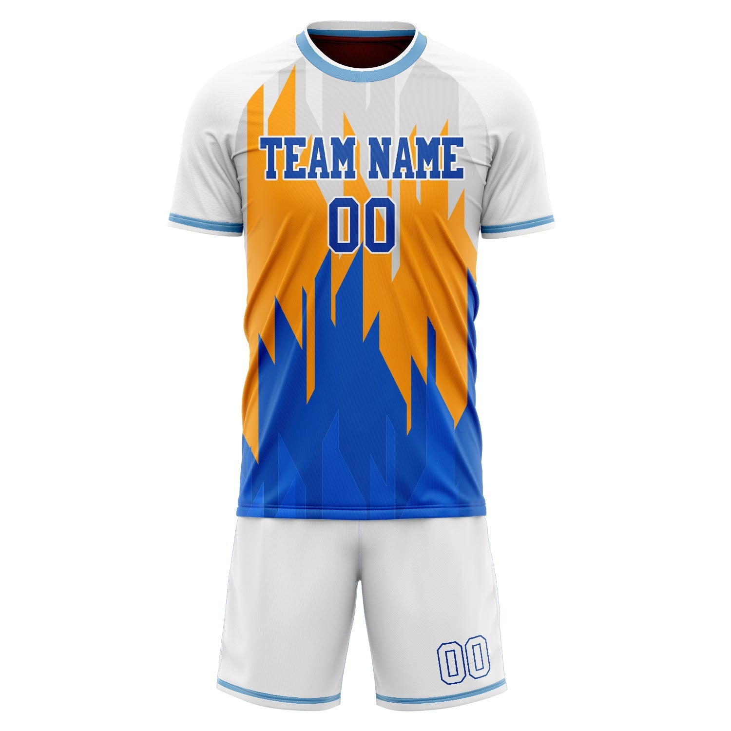 Custom White Blue Pattern Soccer Jersey