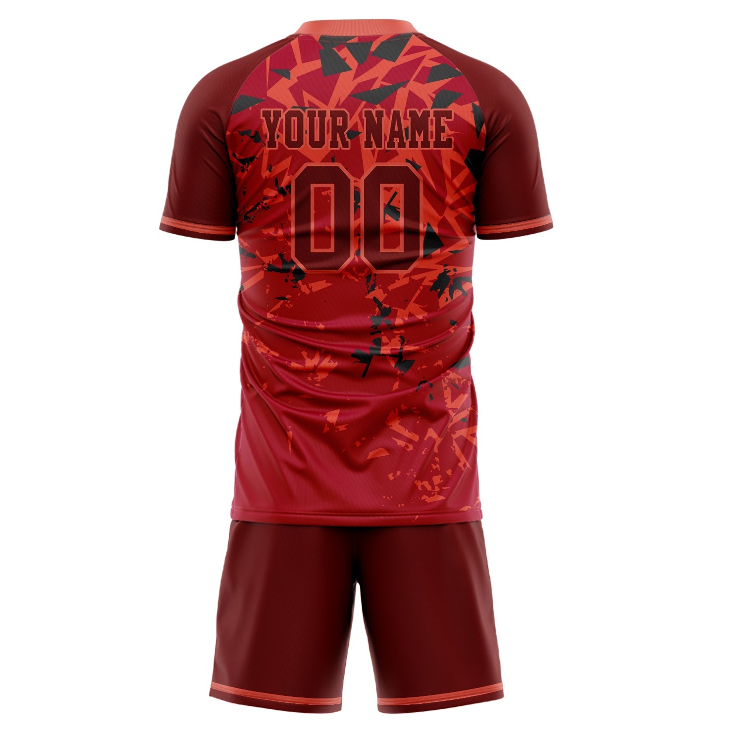 Custom Red Black Pattern Soccer Jersey