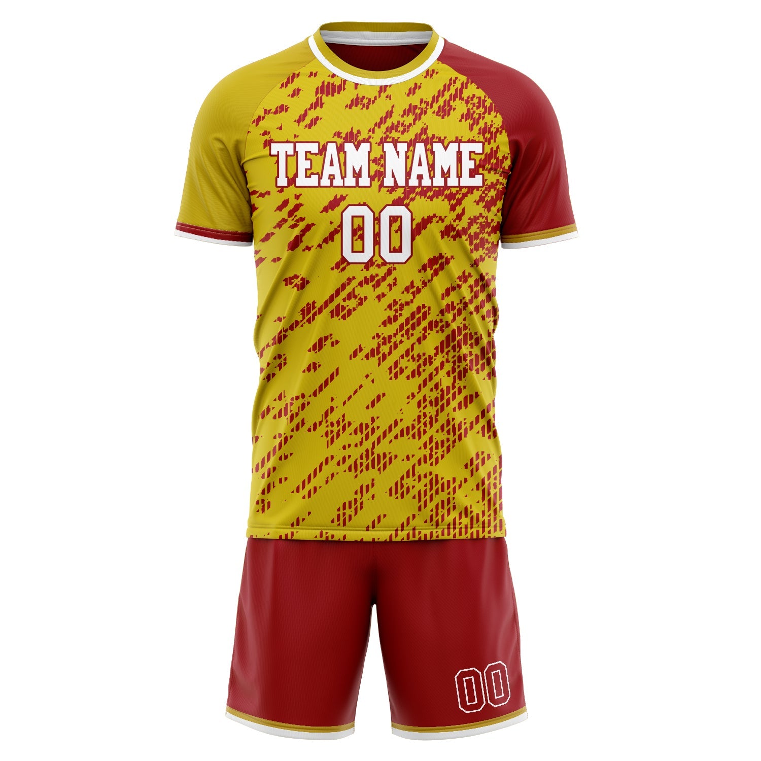 Custom Gold Red Pattern Soccer Jersey
