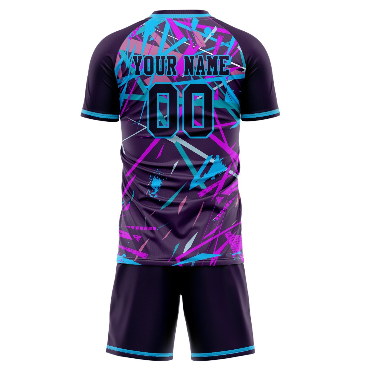 Custom Purple Light Blue Pattern Soccer Jersey