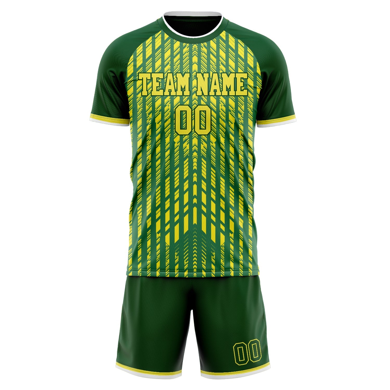 Custom Kelly Green Yellow Pattern Soccer Jersey