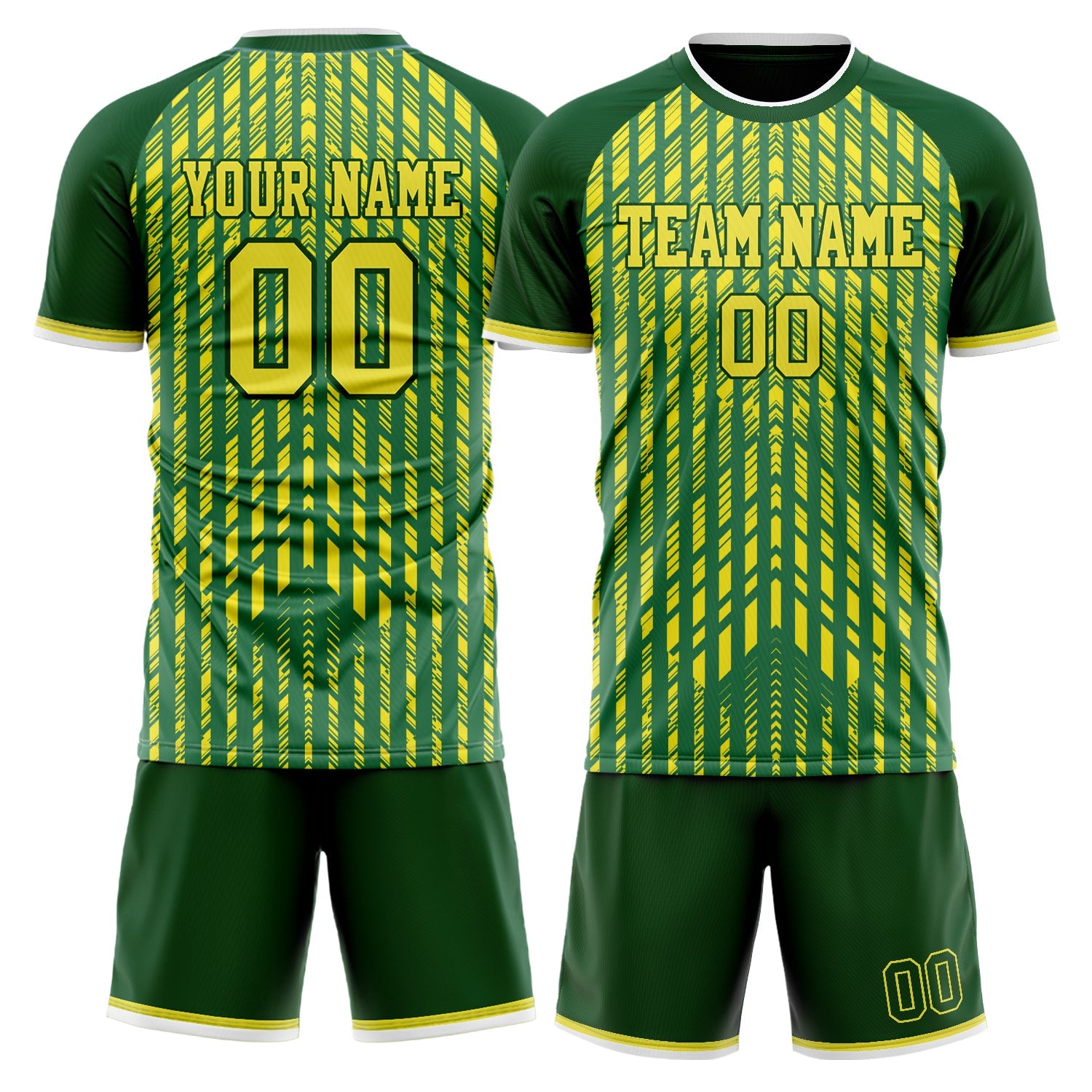 Custom Kelly Green Yellow Pattern Soccer Jersey