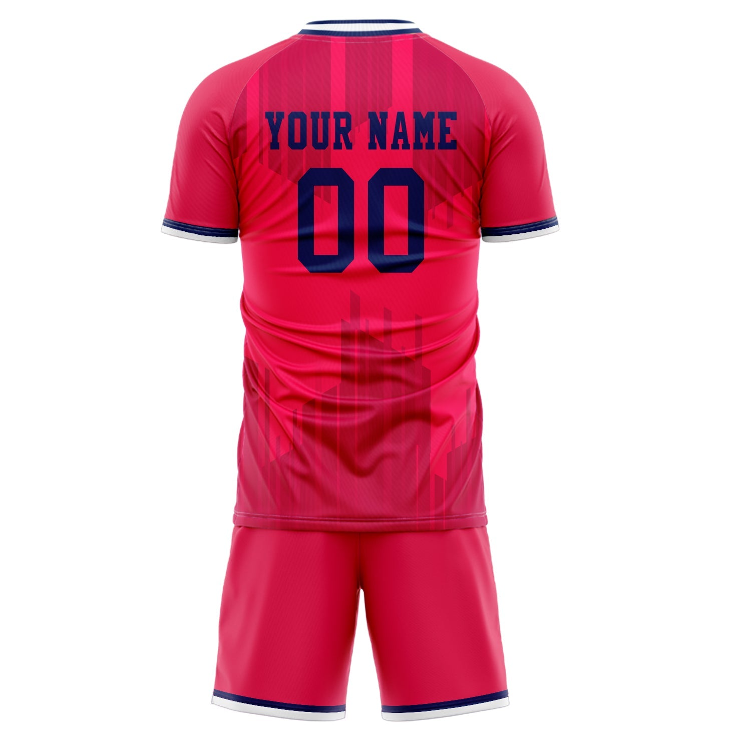 Custom Red Navy Pattern Soccer Jersey