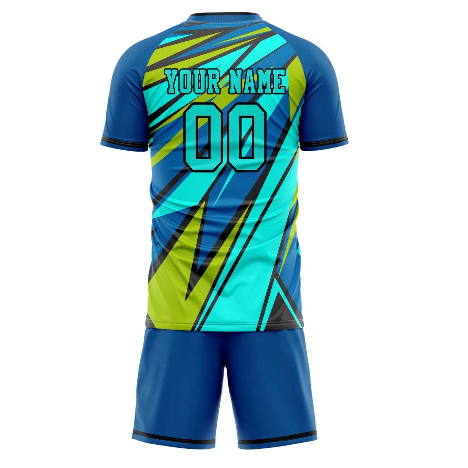 Custom Royal Teal Pattern Soccer Jersey