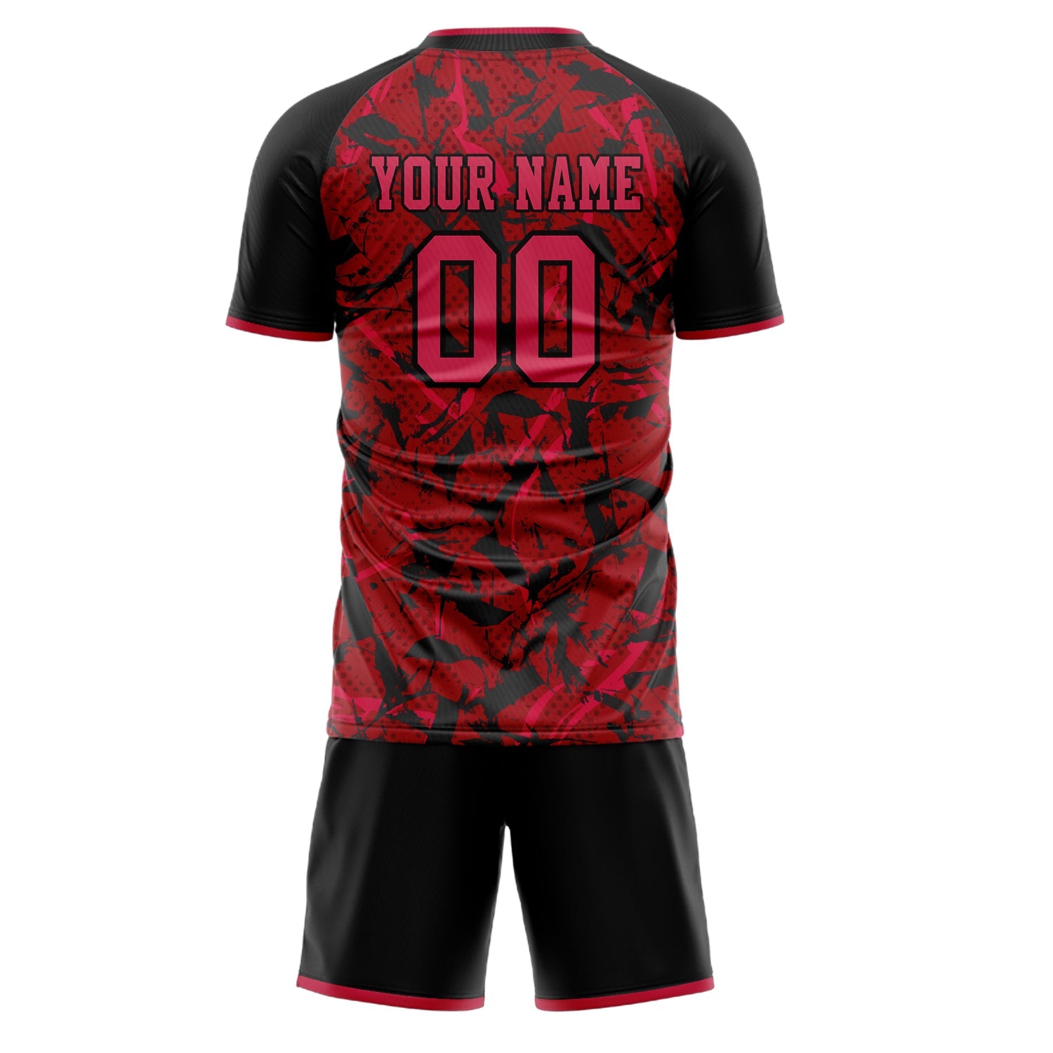 Custom Red Black Pattern Soccer Jersey