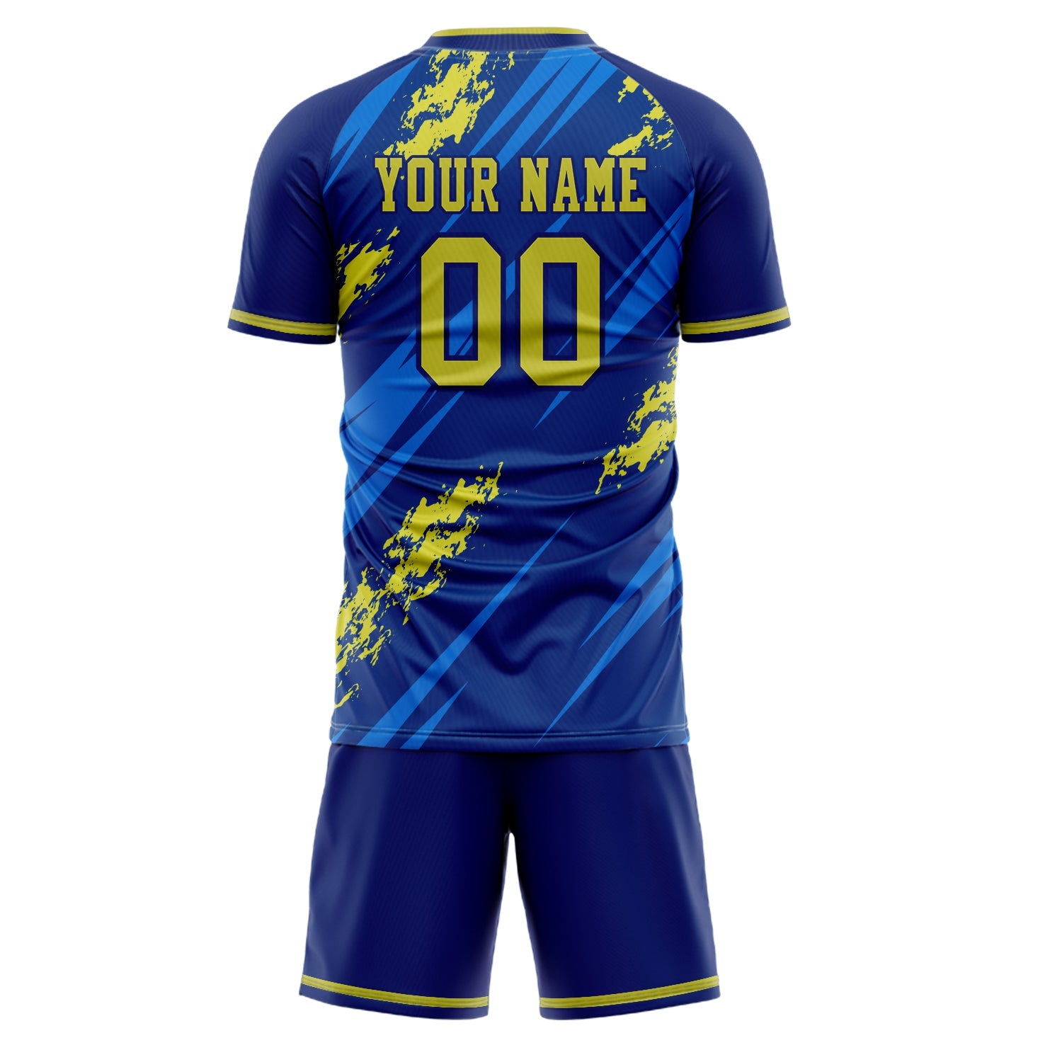 Custom Royal Yellow Pattern Soccer Jersey