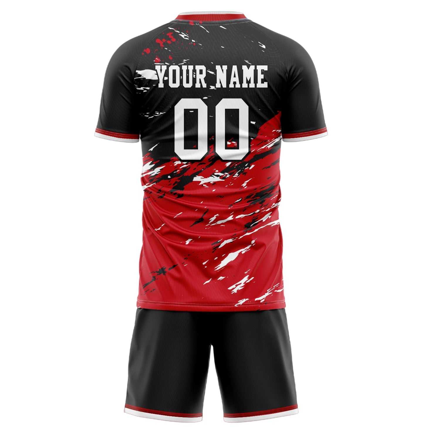 Custom Red Black Pattern Soccer Jersey
