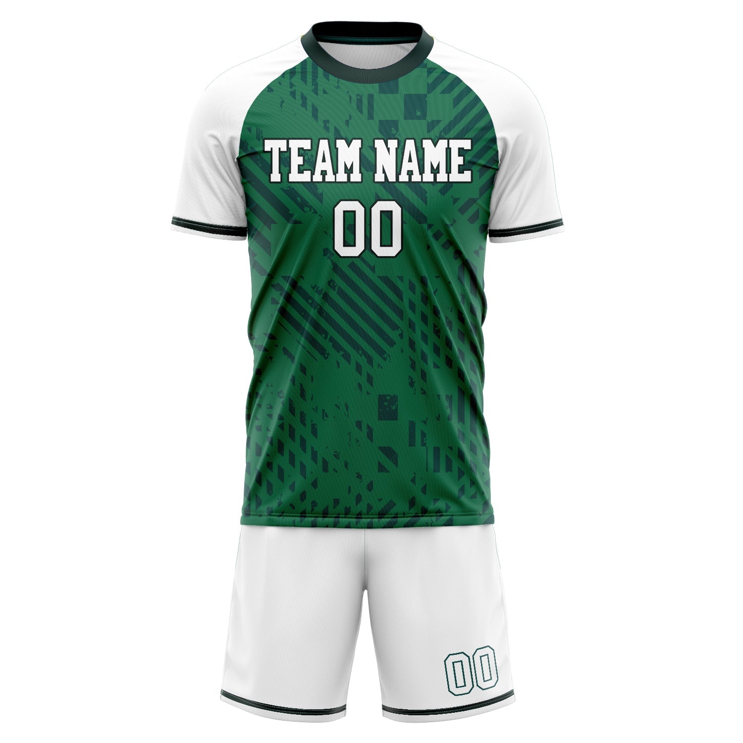 Custom Kelly Green White Pattern Soccer Jersey