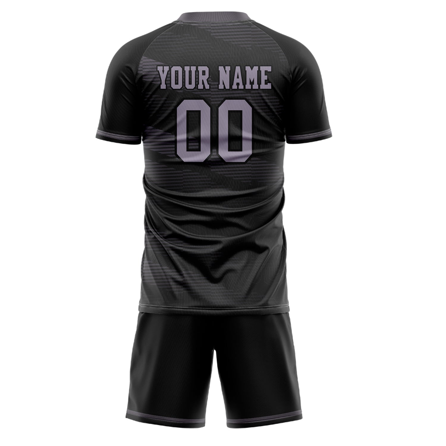 Custom Black Purple Pattern Soccer Jersey