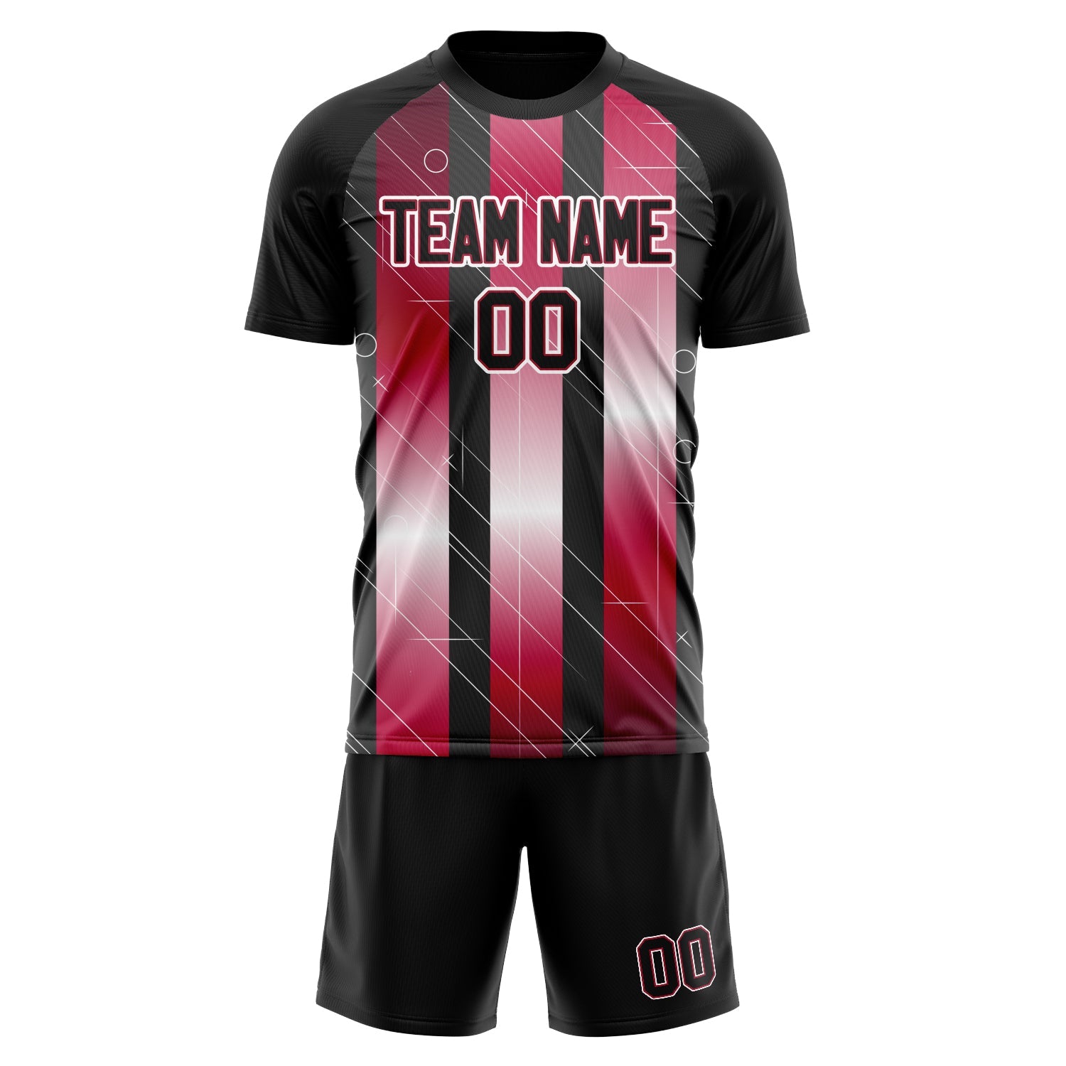 Custom Black Red Pattern Soccer Jersey