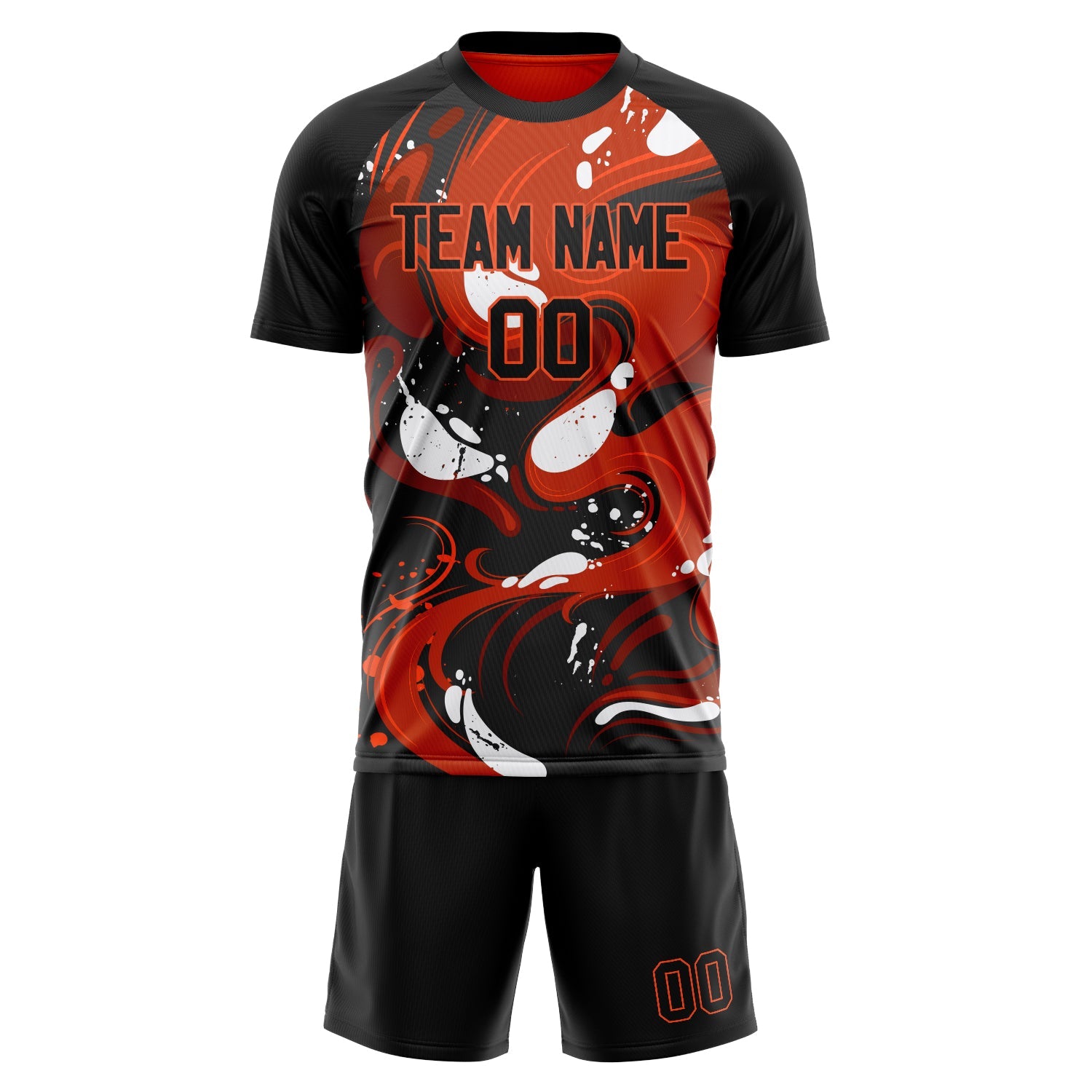 Custom Black Red Pattern Soccer Jersey
