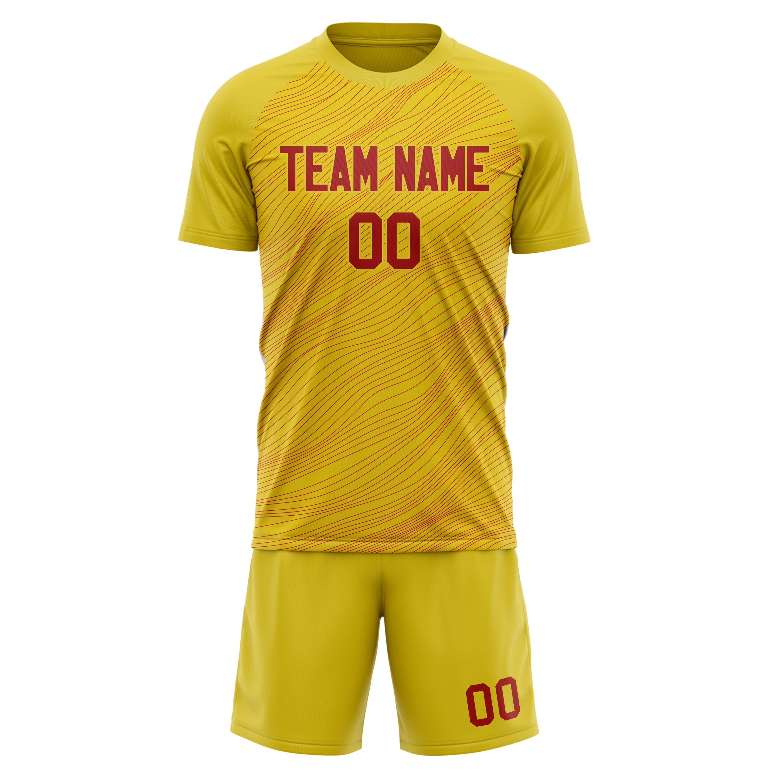 Custom Gold Red Pattern Soccer Jersey