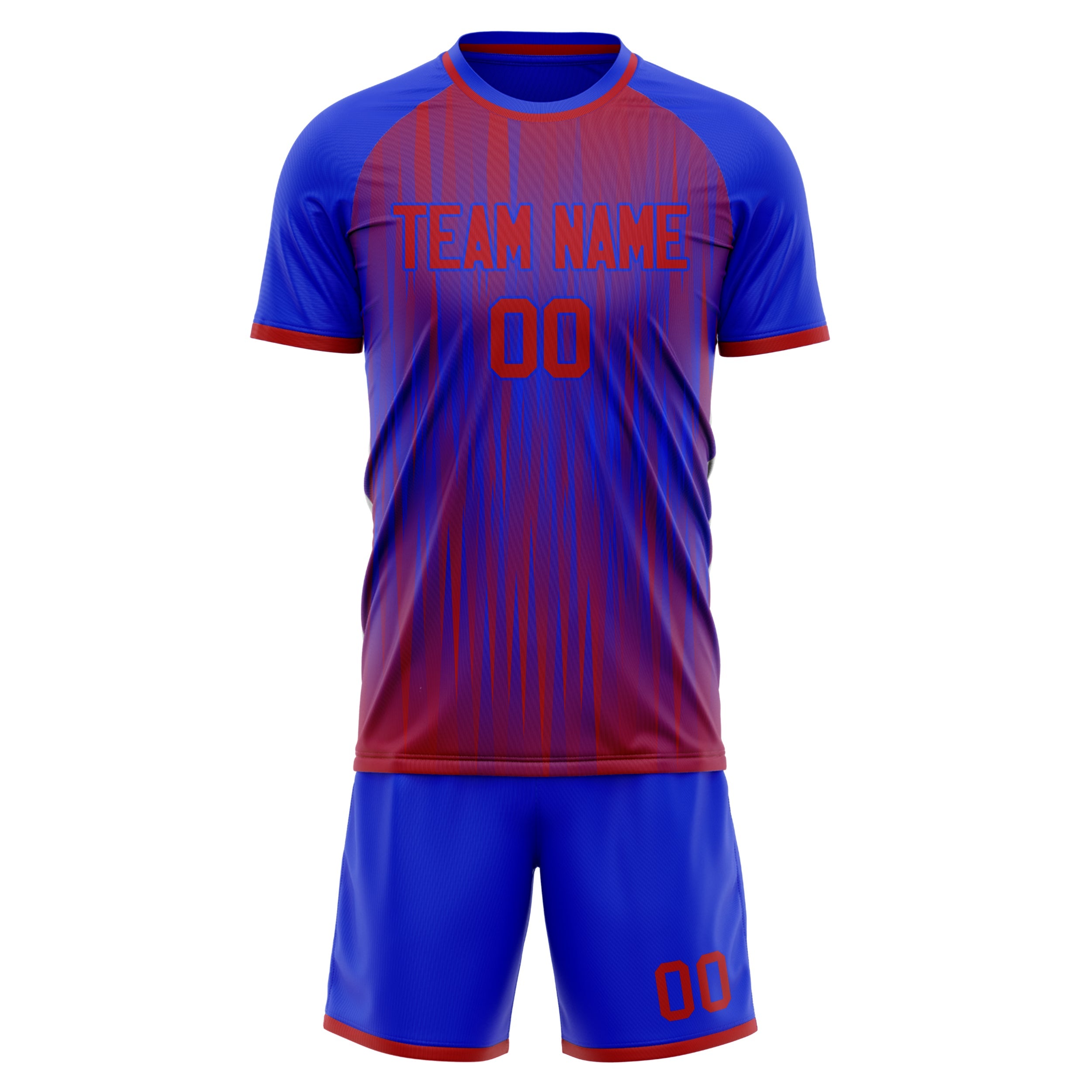 Custom Blue Red Pattern Soccer Jersey