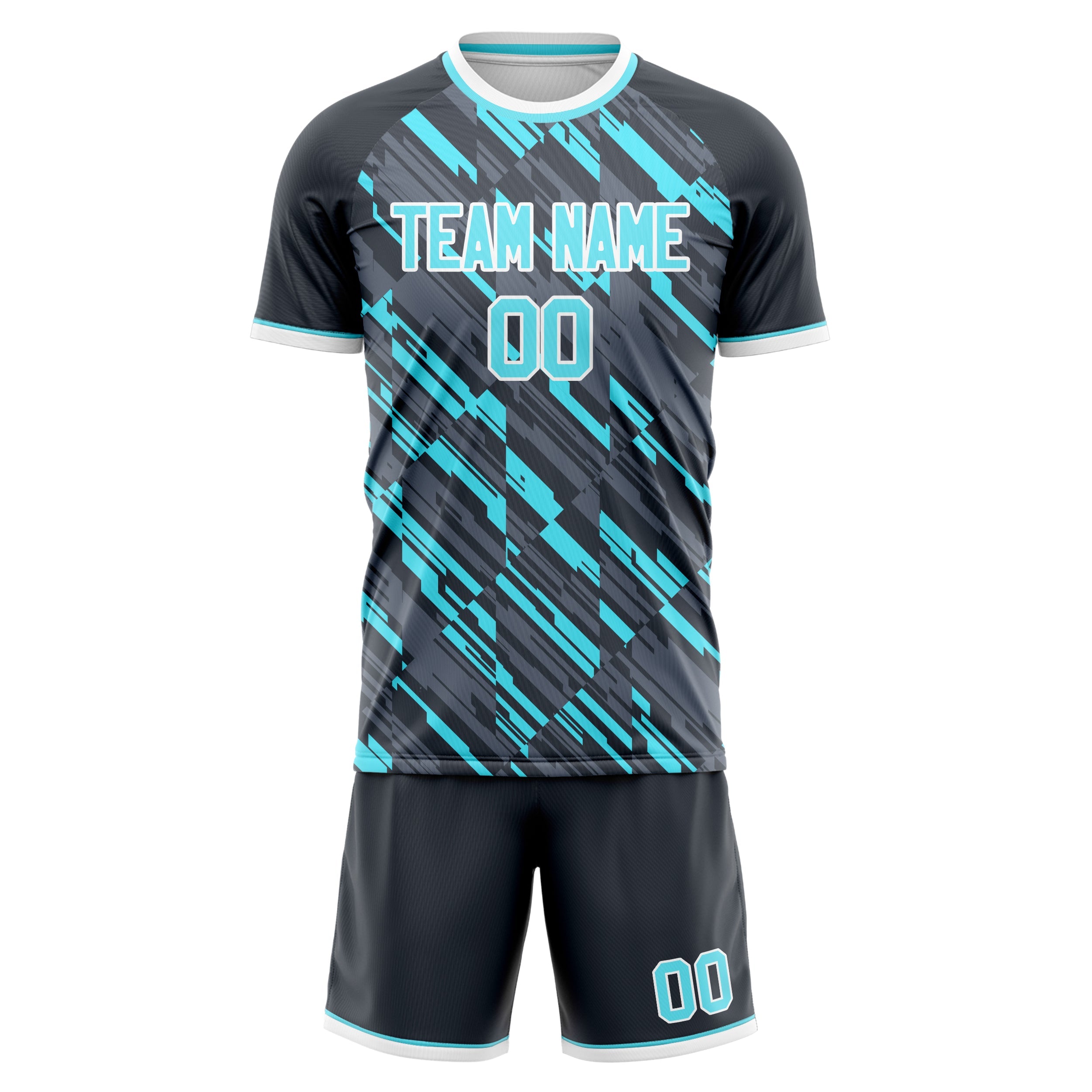 Custom Gray Light Blue Pattern Soccer Jersey
