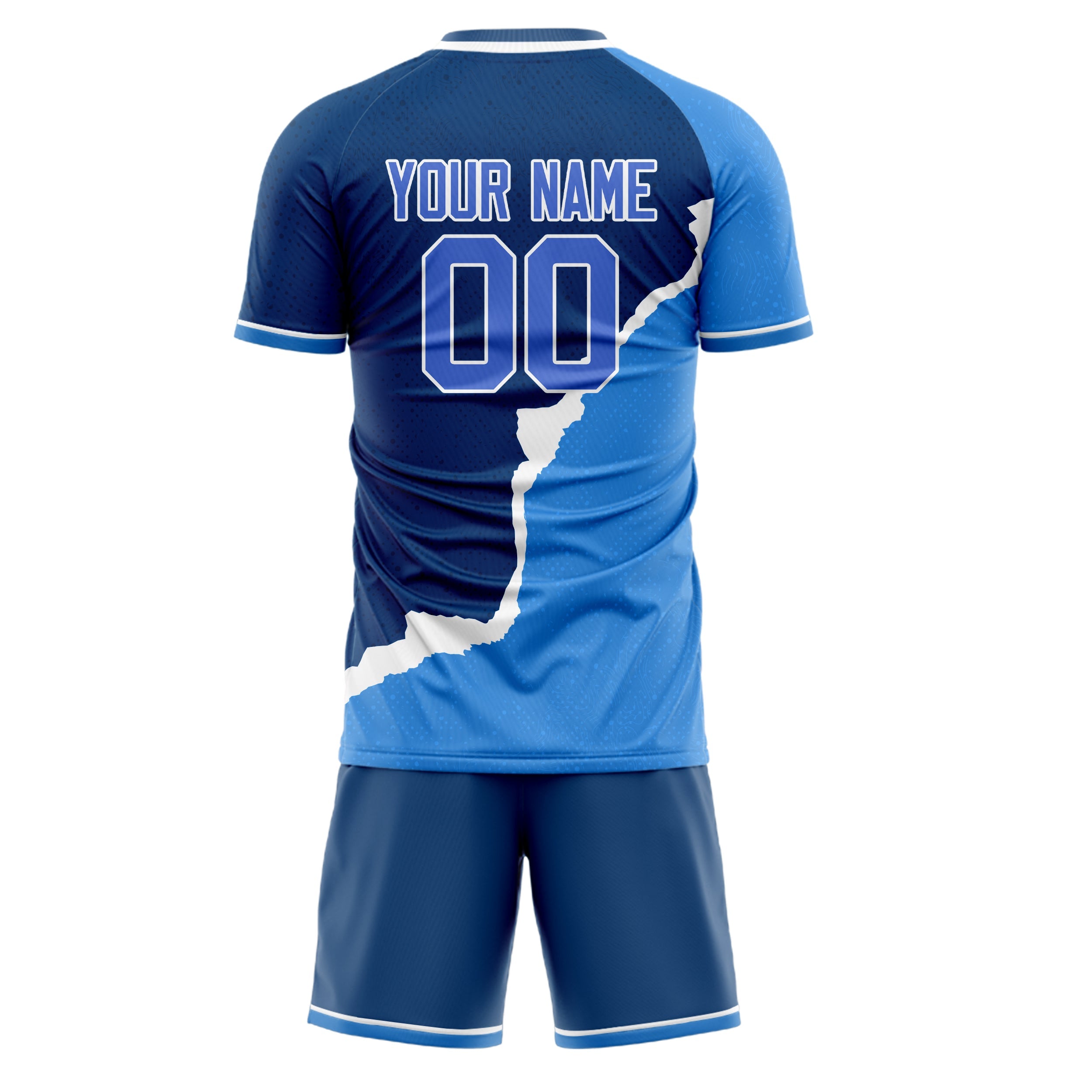 Custom Navy Blue Pattern Soccer Jersey