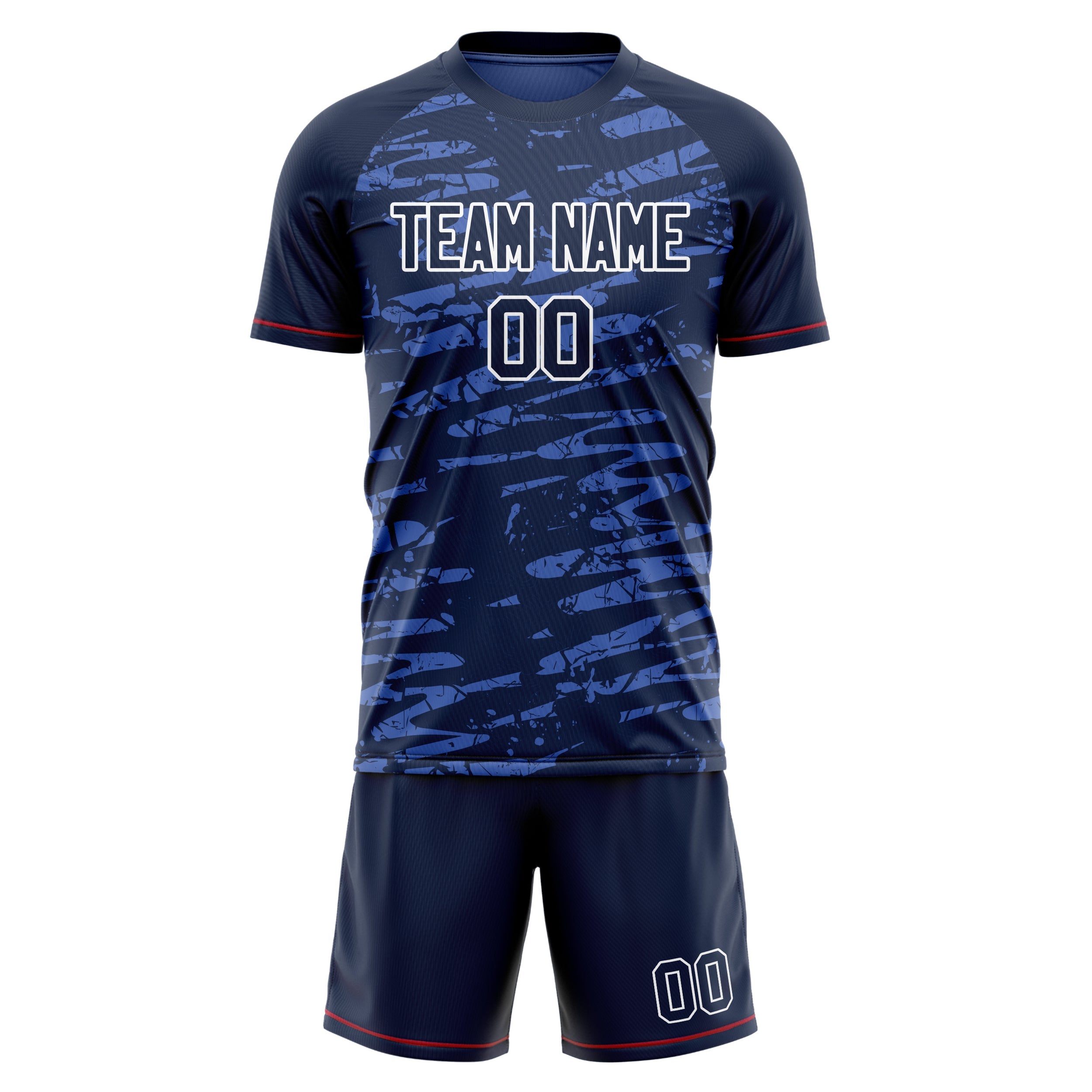 Custom Navy White Pattern Soccer Jersey