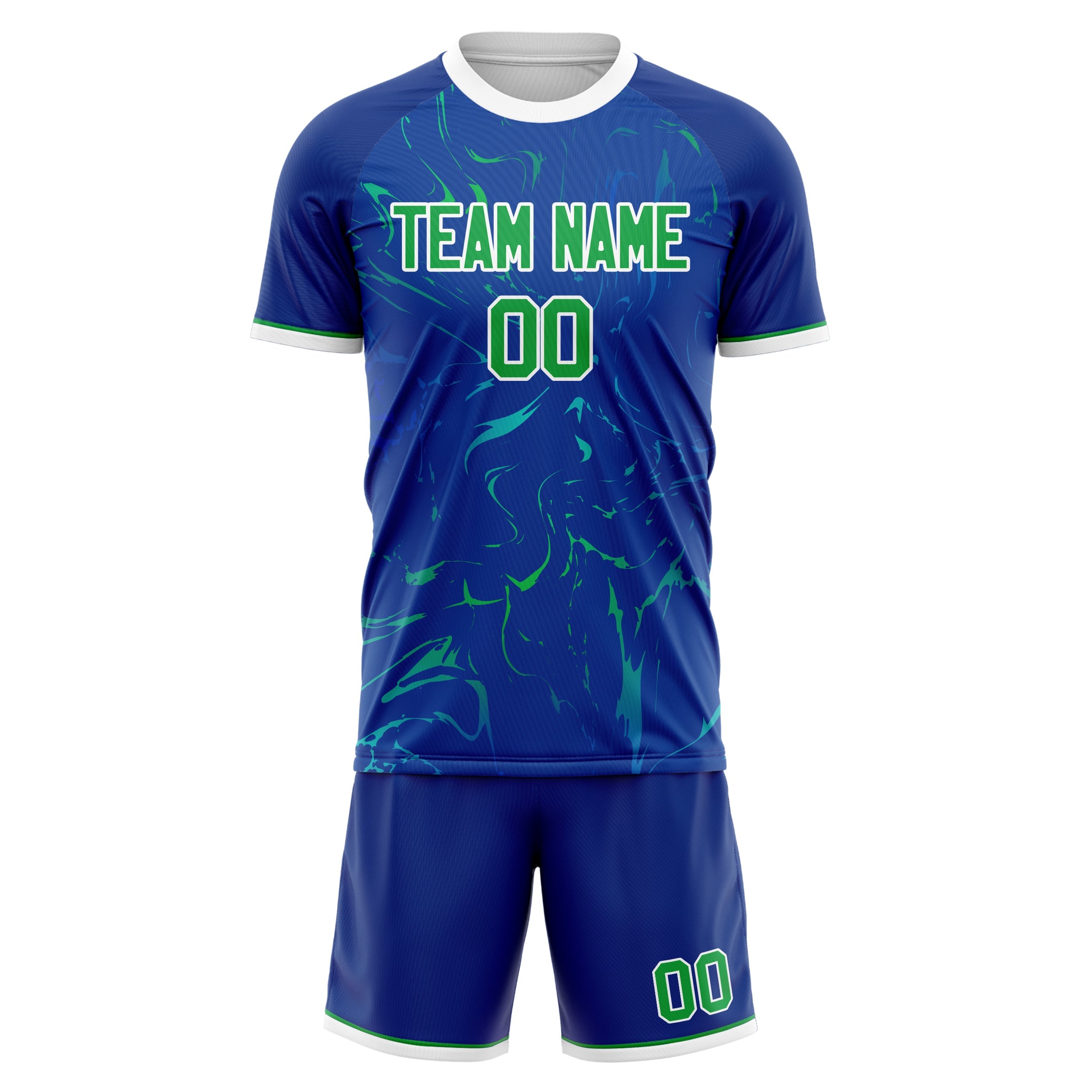 Custom Royal Kelly Green Pattern Soccer Jersey