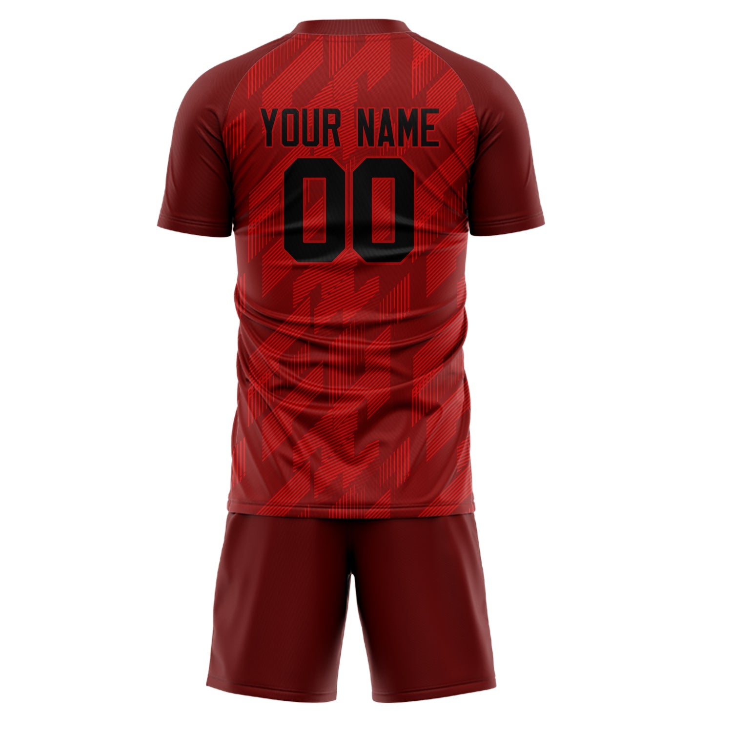 Custom Red Black Pattern Soccer Jersey
