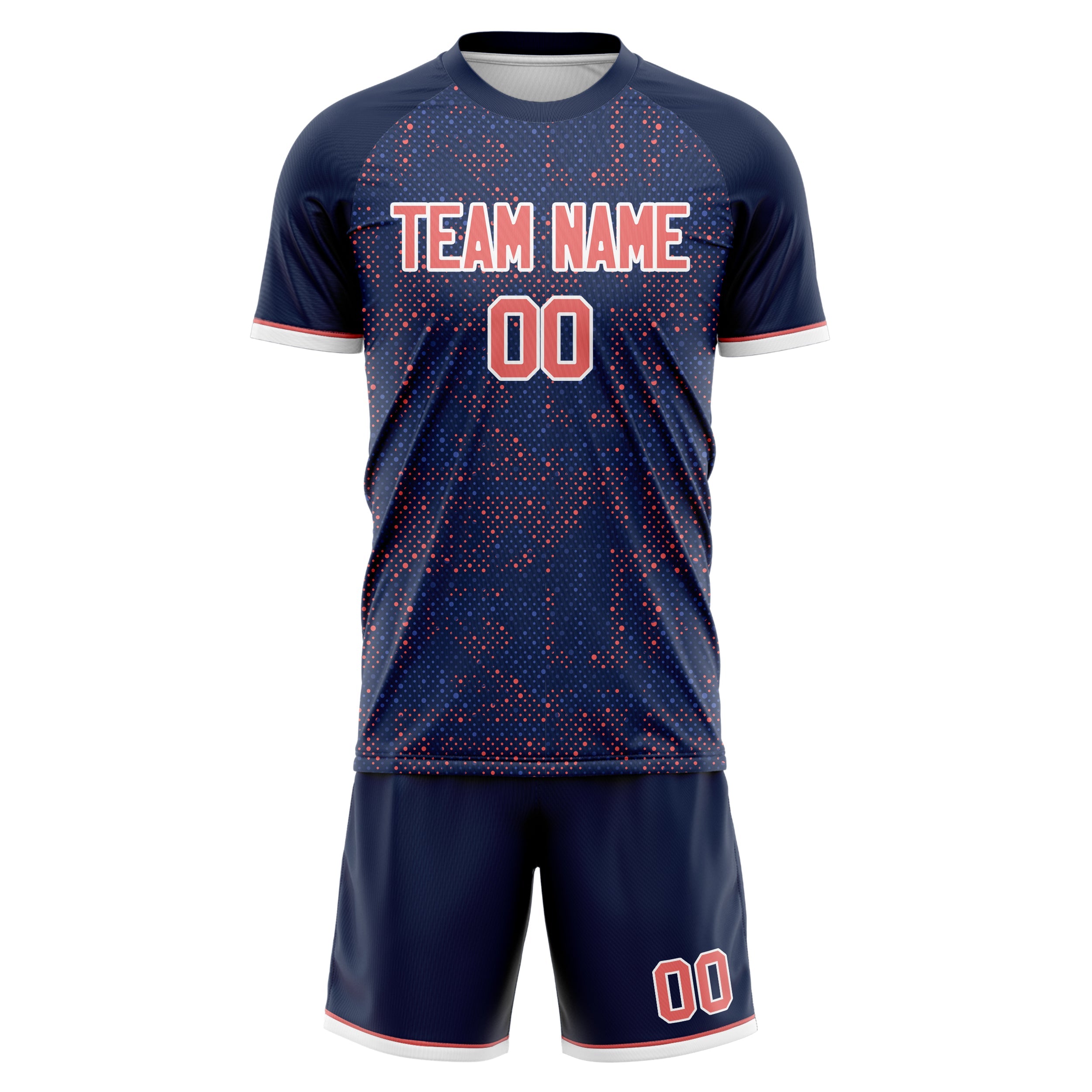Custom Navy Pink Pattern Soccer Jersey