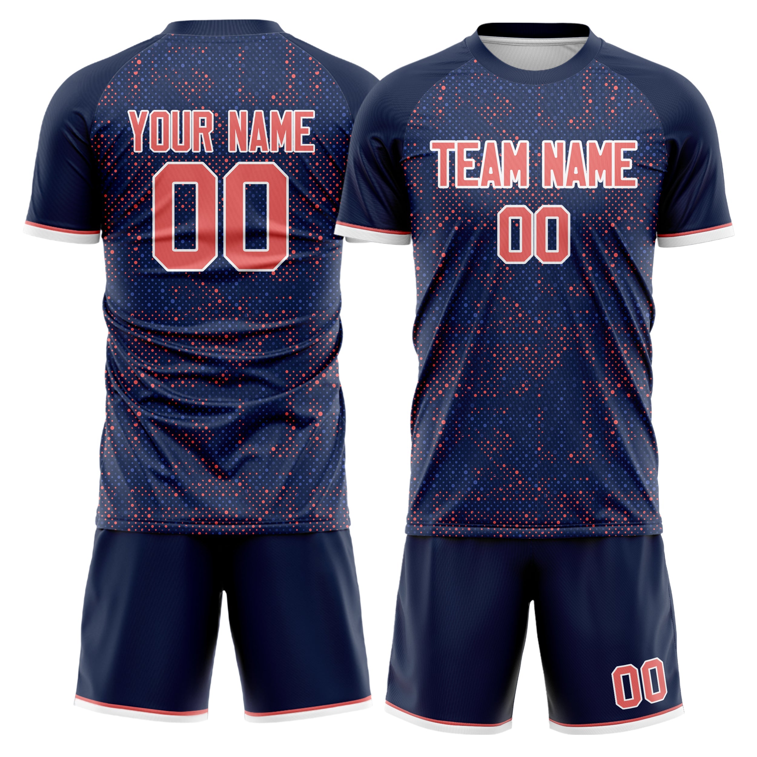 Custom Navy Pink Pattern Soccer Jersey