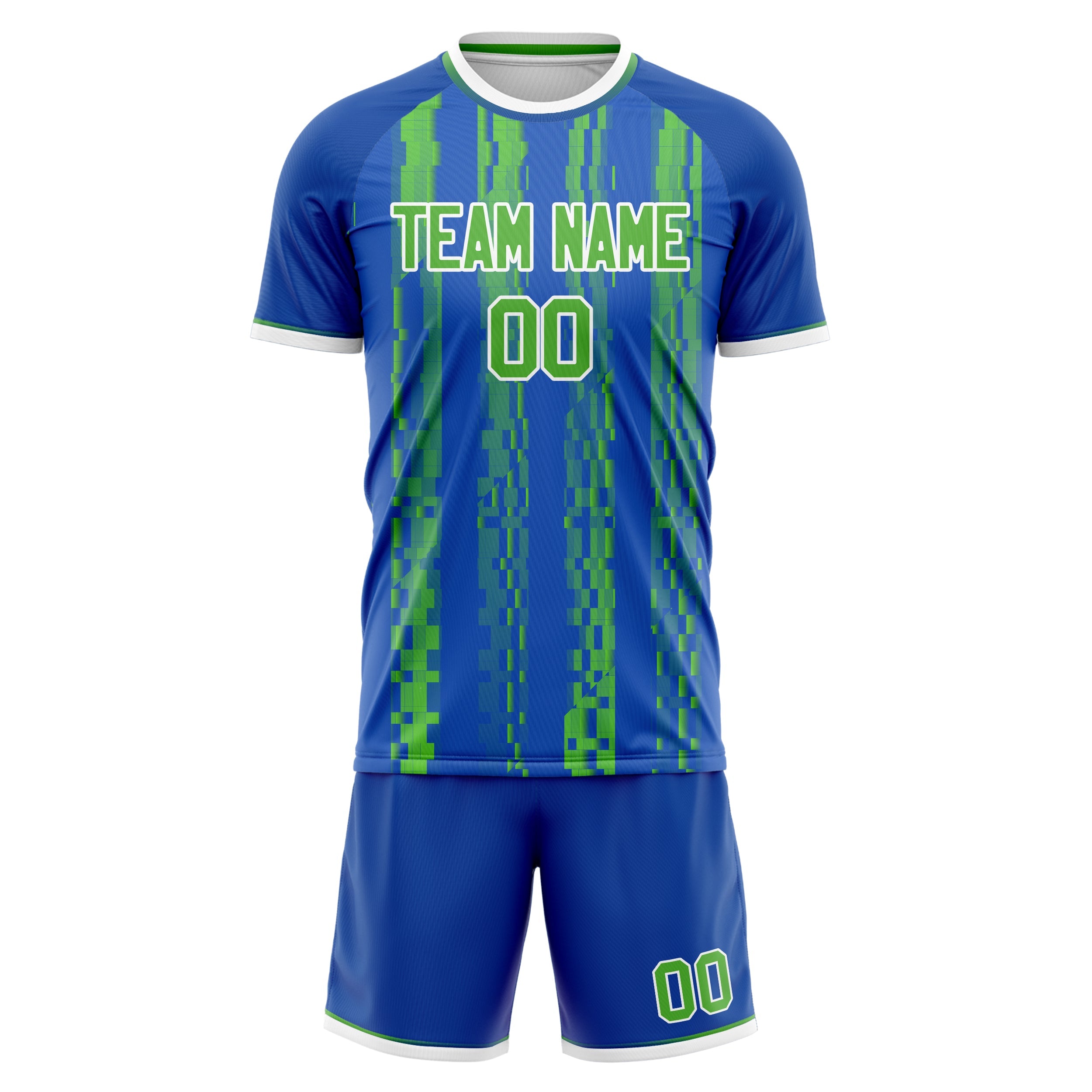 Custom Royal Neon Green Pattern Soccer Jersey