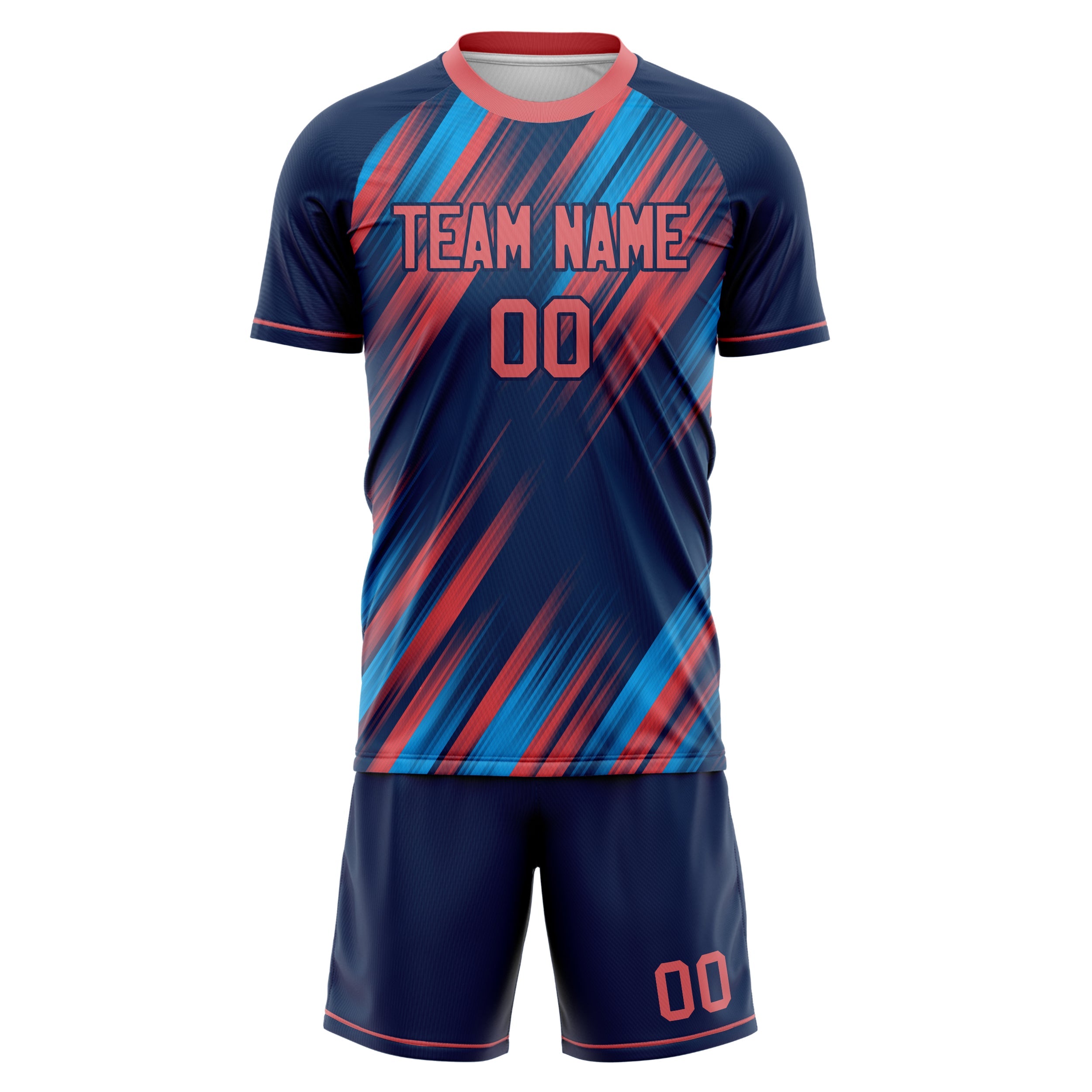 Custom Navy Pink Pattern Soccer Jersey