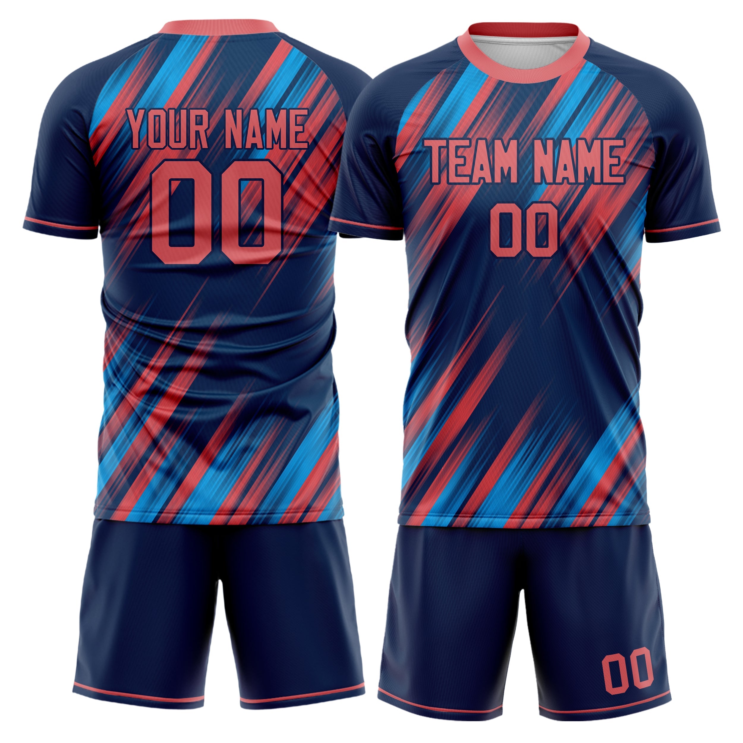 Custom Navy Pink Pattern Soccer Jersey