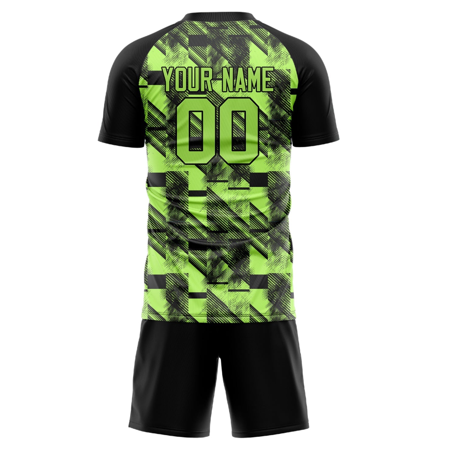 Custom Green Black Pattern Soccer Jersey