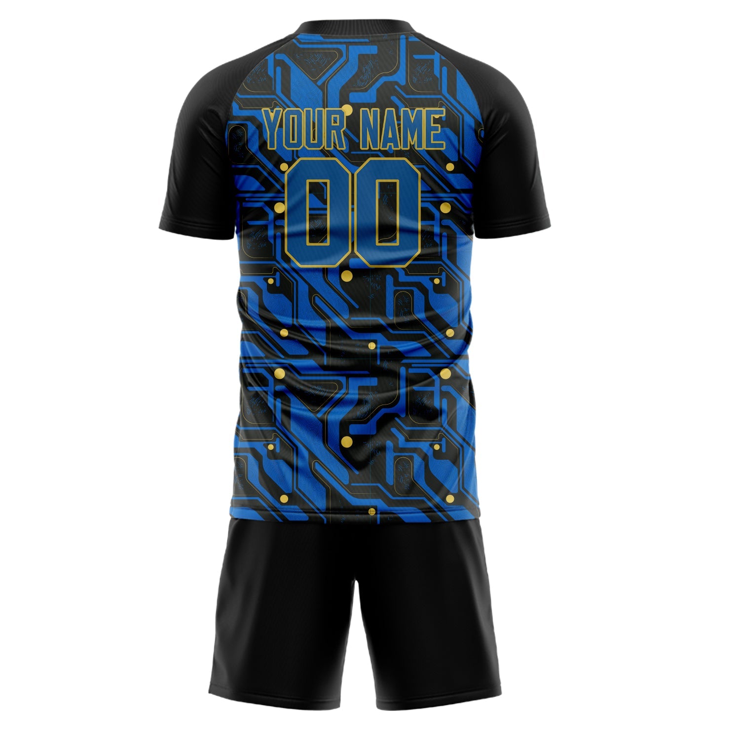 Custom Royal Black Pattern Soccer Jersey