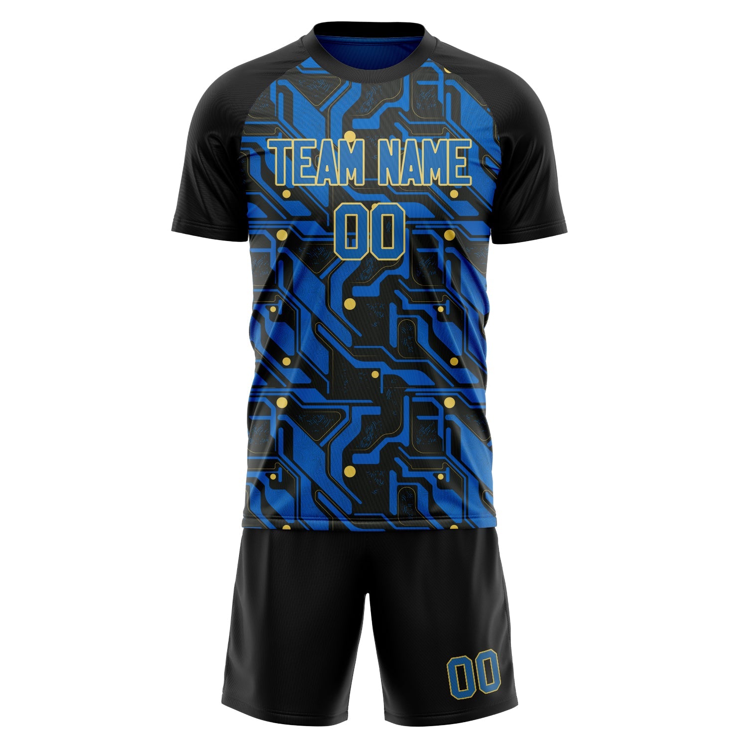 Custom Royal Black Pattern Soccer Jersey