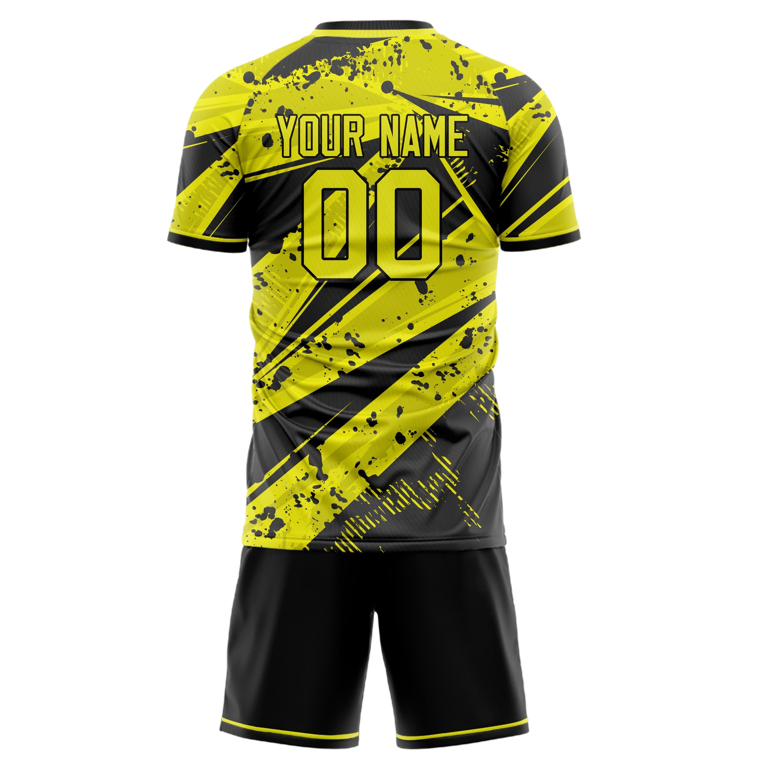 Custom Yellow Black Pattern Soccer Jersey