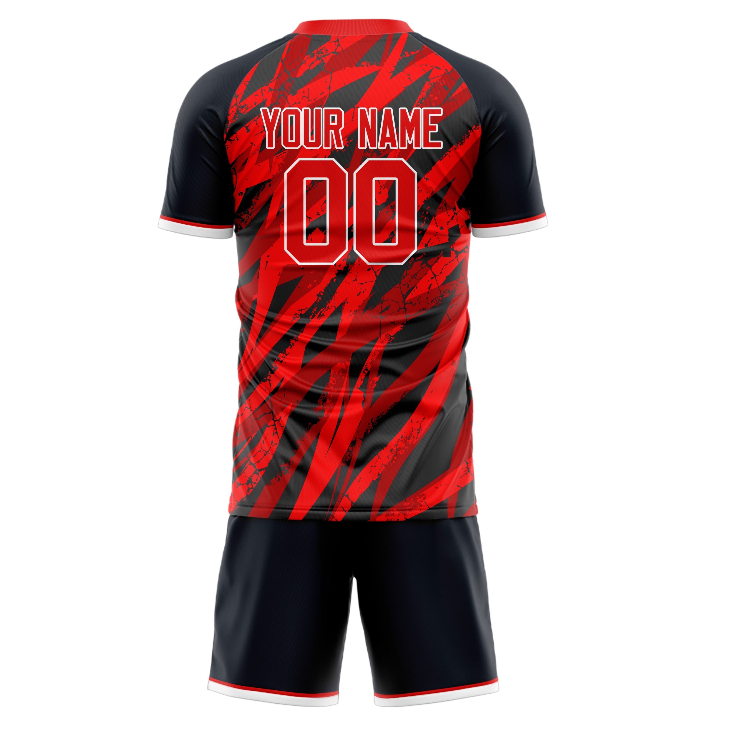 Custom Red Black Pattern Soccer Jersey