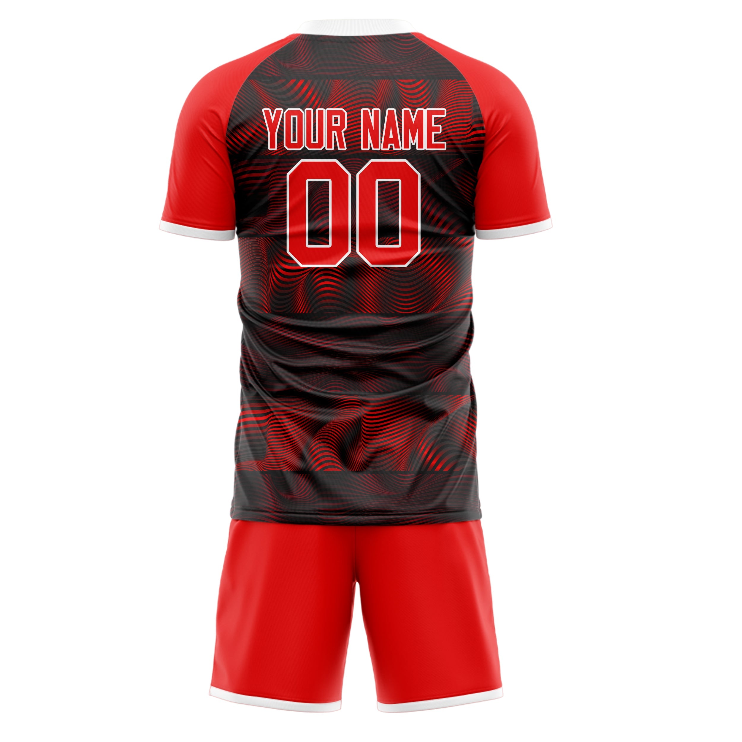 Custom Red Black Pattern Soccer Jersey
