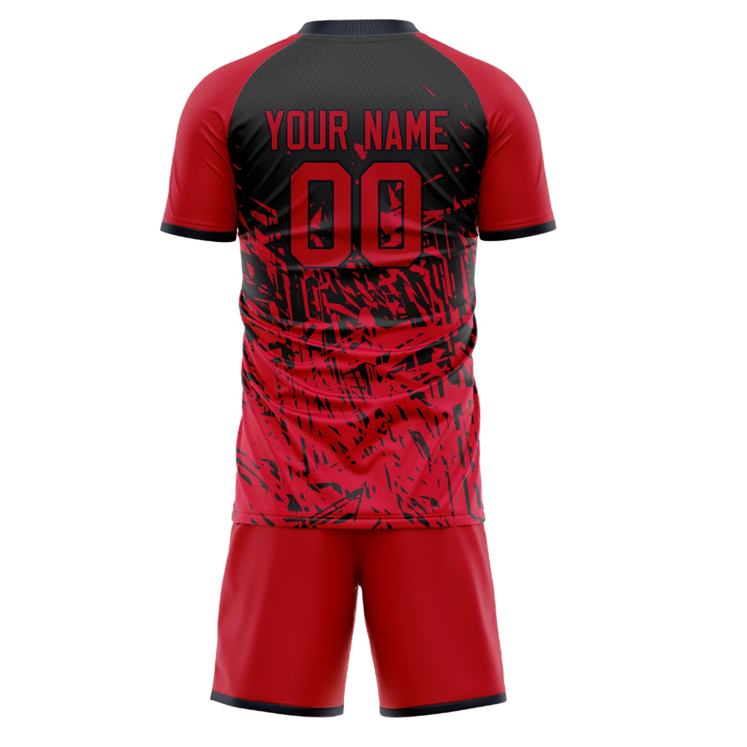 Custom Red Black Pattern Soccer Jersey