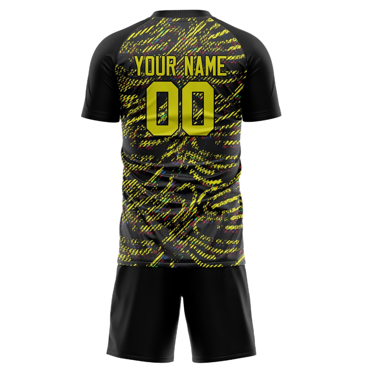 Custom Yellow Black Pattern Soccer Jersey