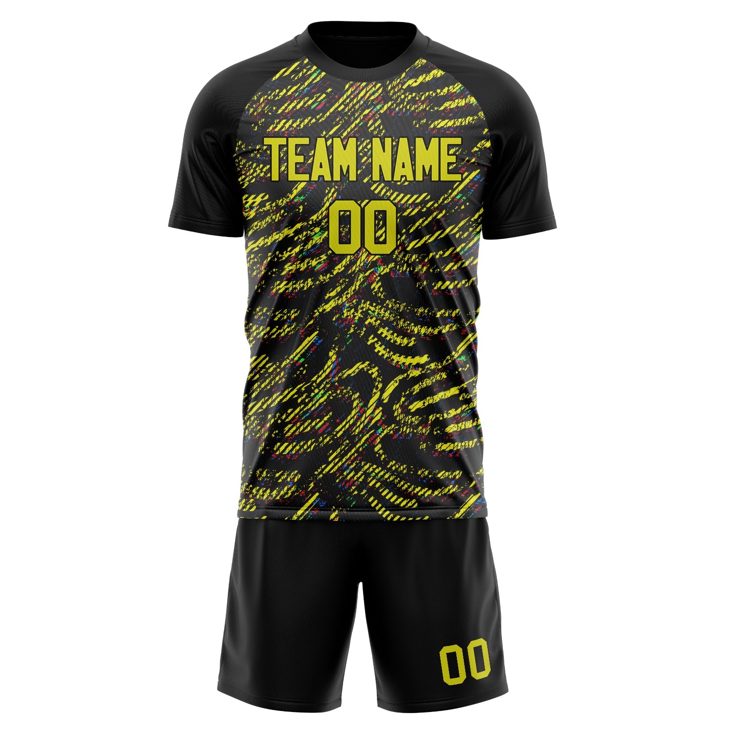 Custom Yellow Black Pattern Soccer Jersey