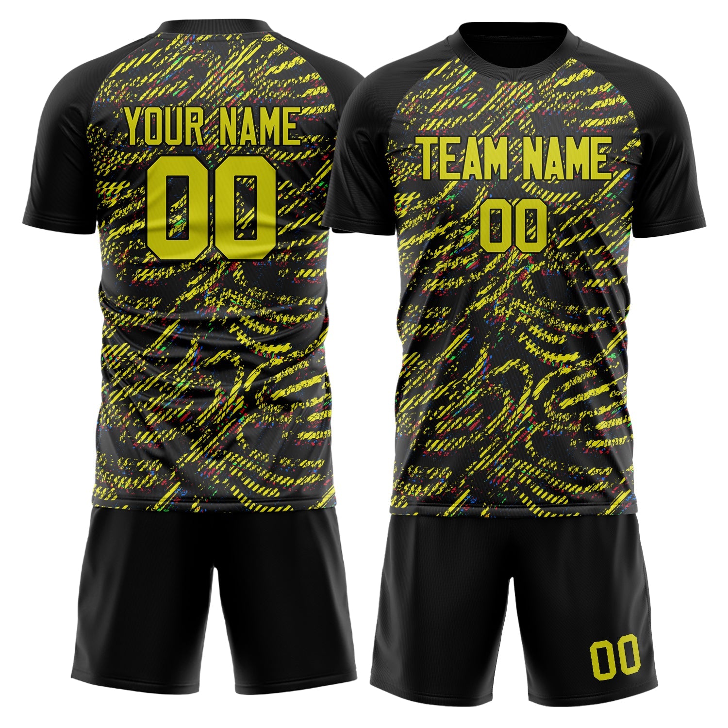 Custom Yellow Black Pattern Soccer Jersey