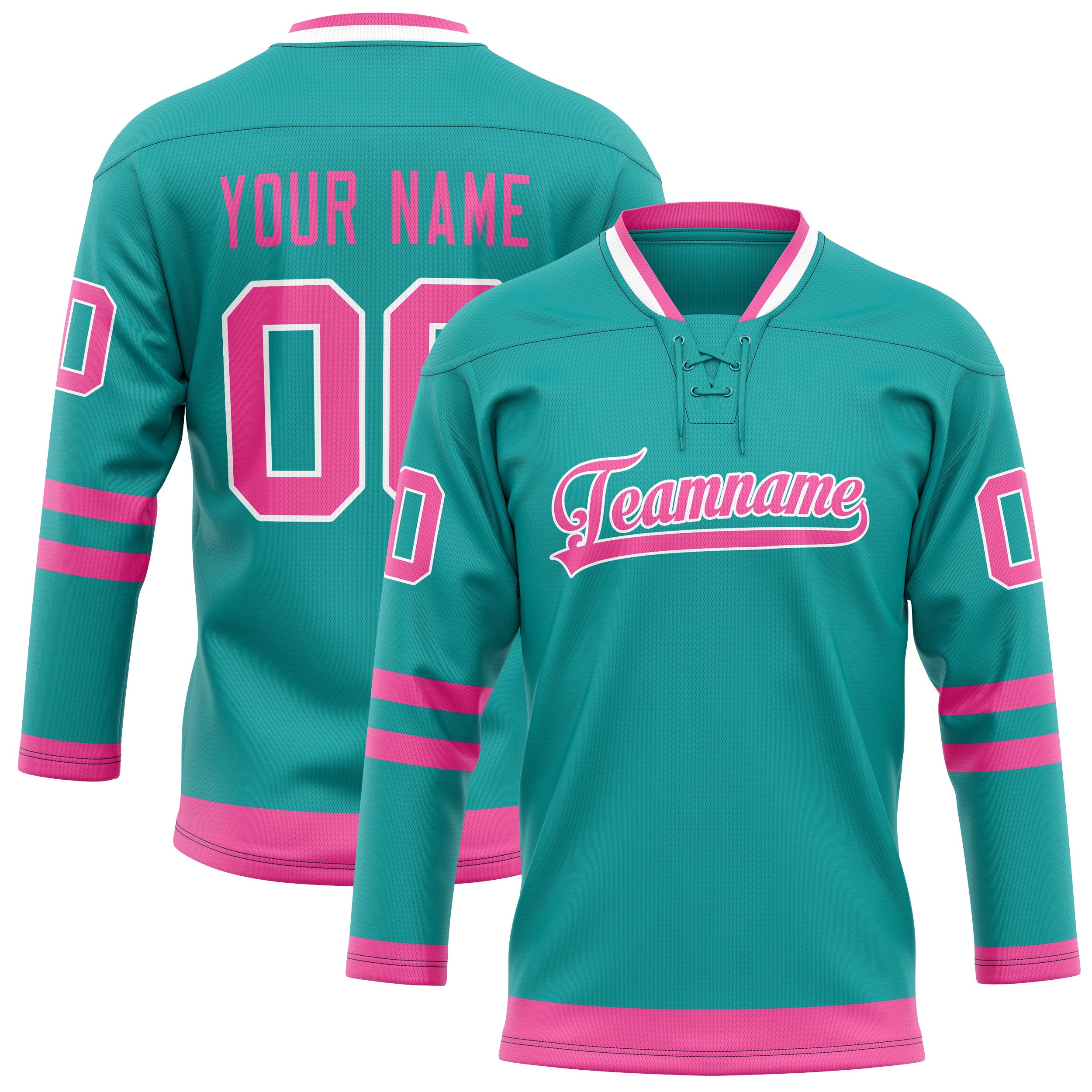 Custom Aqua Pink Solid Colour Hockey Jersey