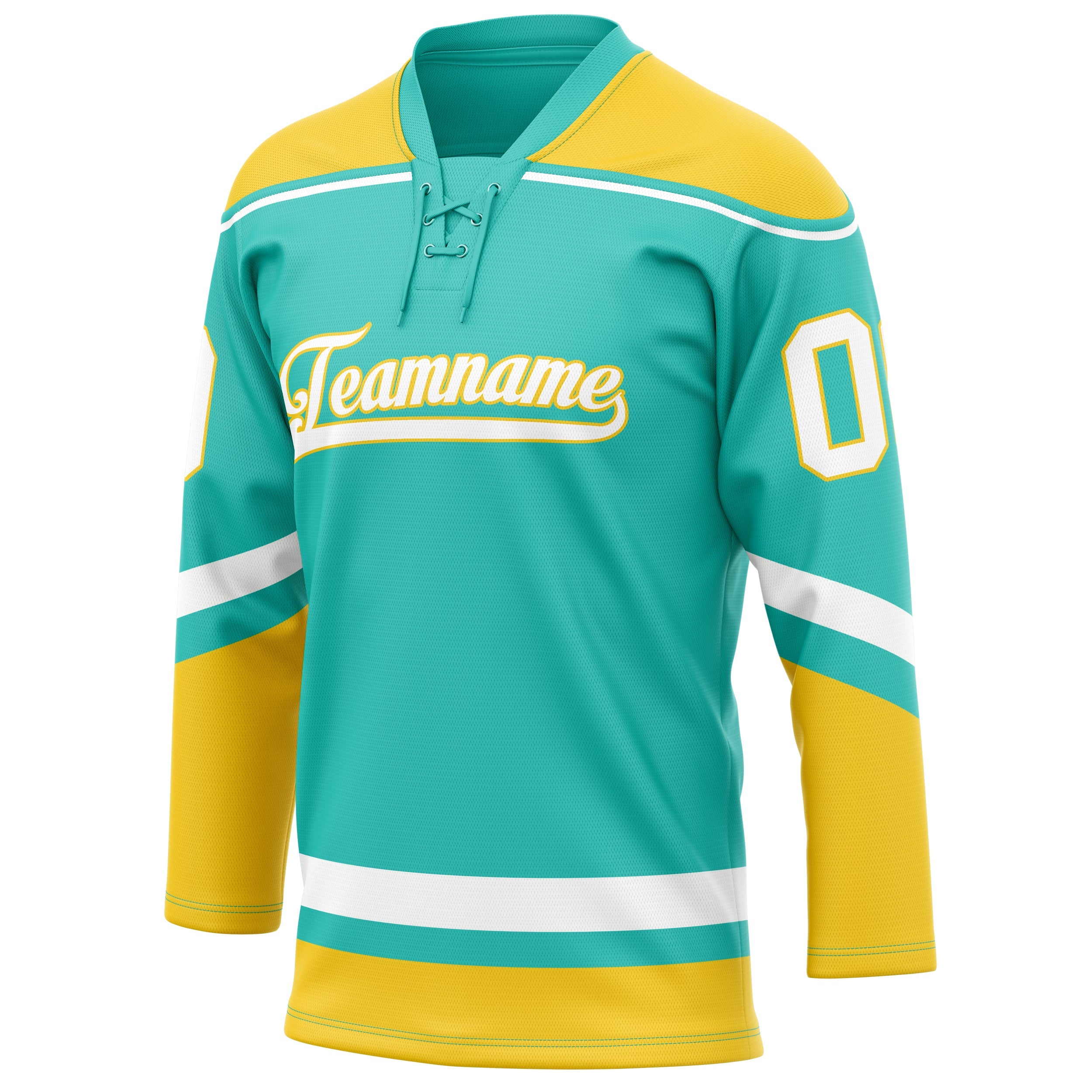Custom Aqua Gold Solid Colour Hockey Jersey