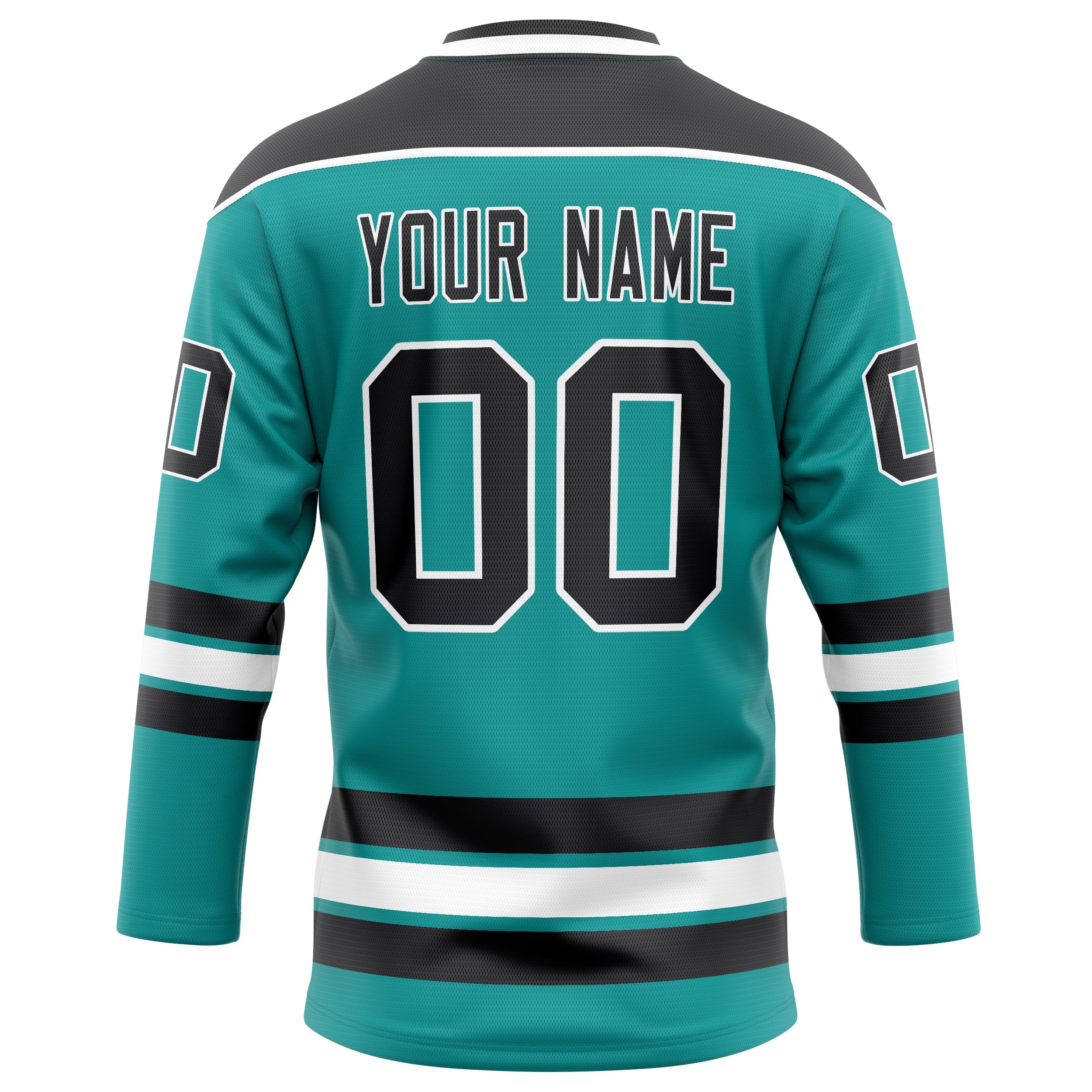 Custom Aqua Black Solid Colour Hockey Jersey