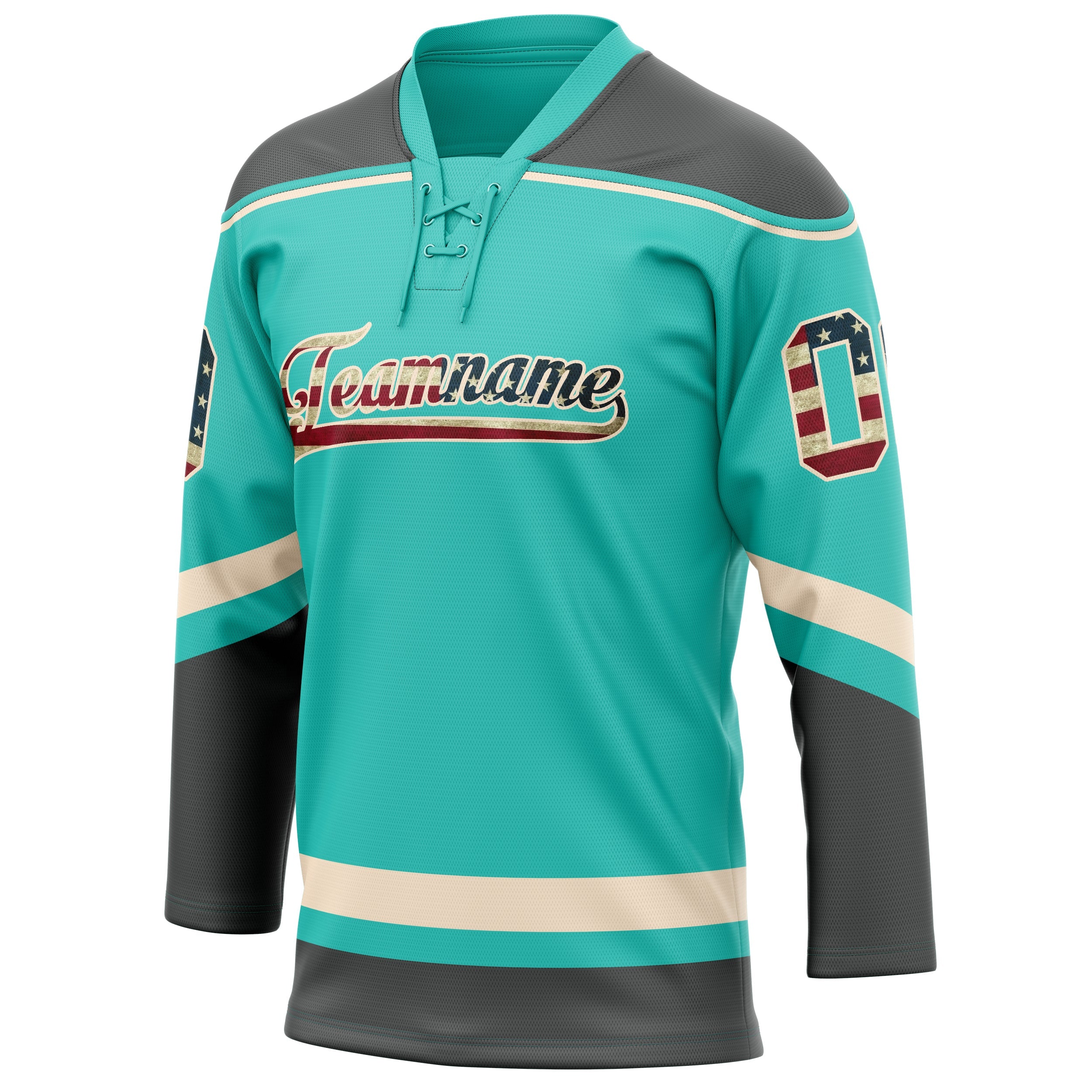 Custom Aqua Gray Solid Colour Hockey Jersey