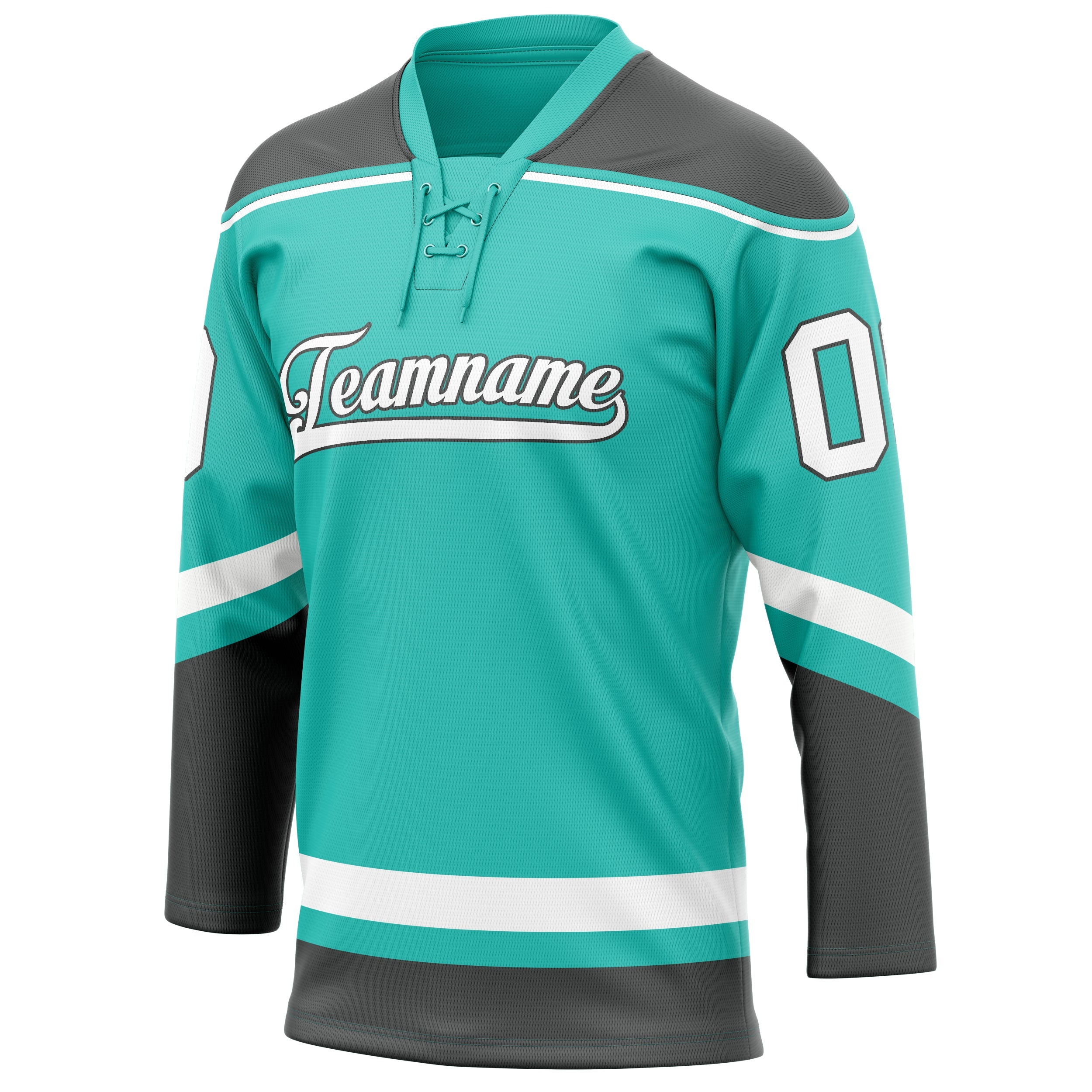 Custom Aqua Gray Solid Colour Hockey Jersey