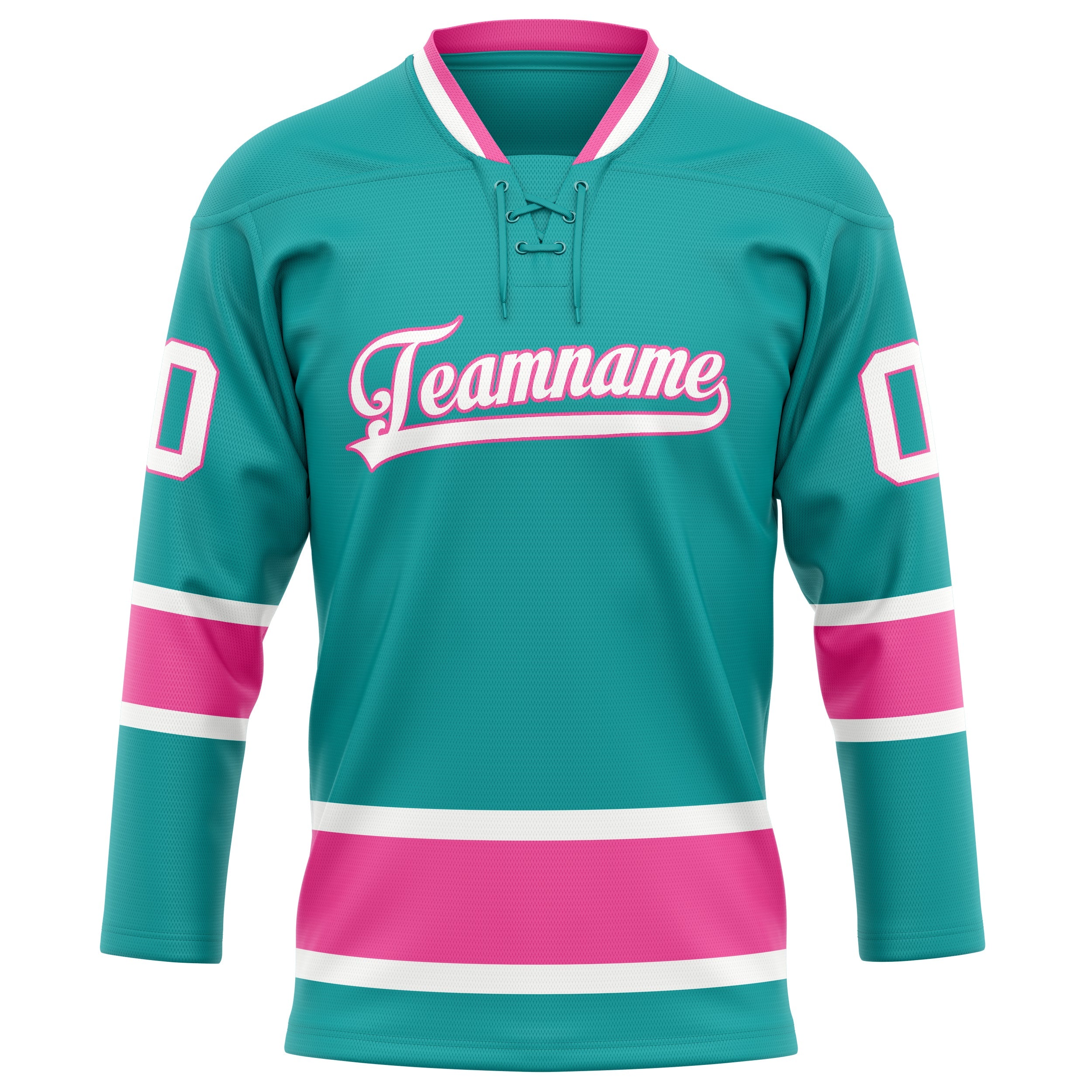 Custom Aqua Pink Solid Colour Hockey Jersey