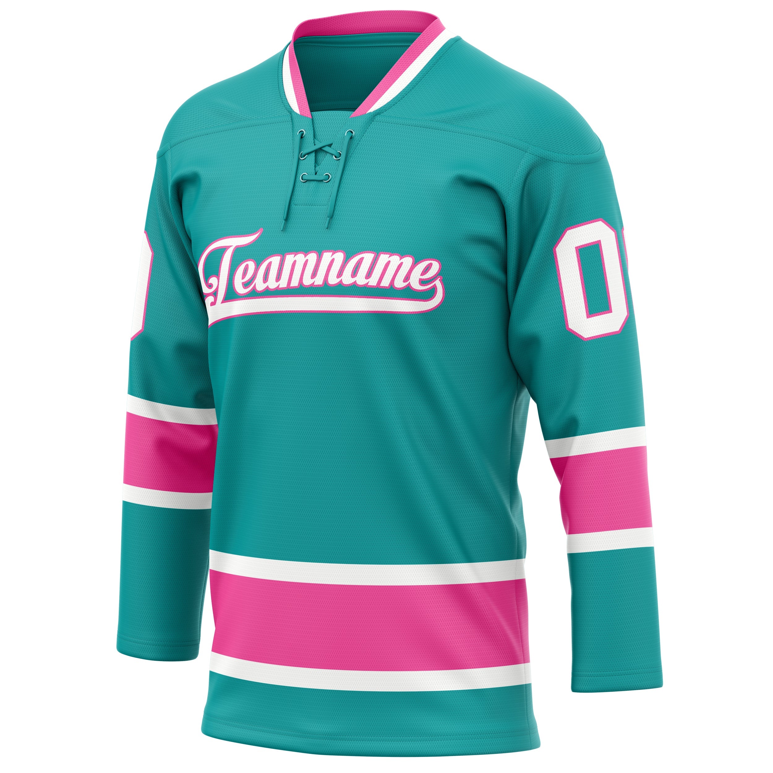 Custom Aqua Pink Solid Colour Hockey Jersey