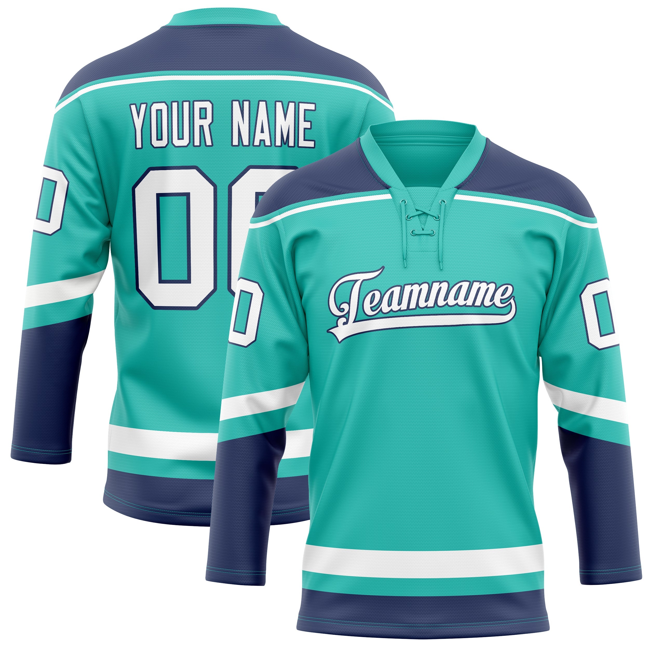 Custom Aqua Navy Solid Colour Hockey Jersey