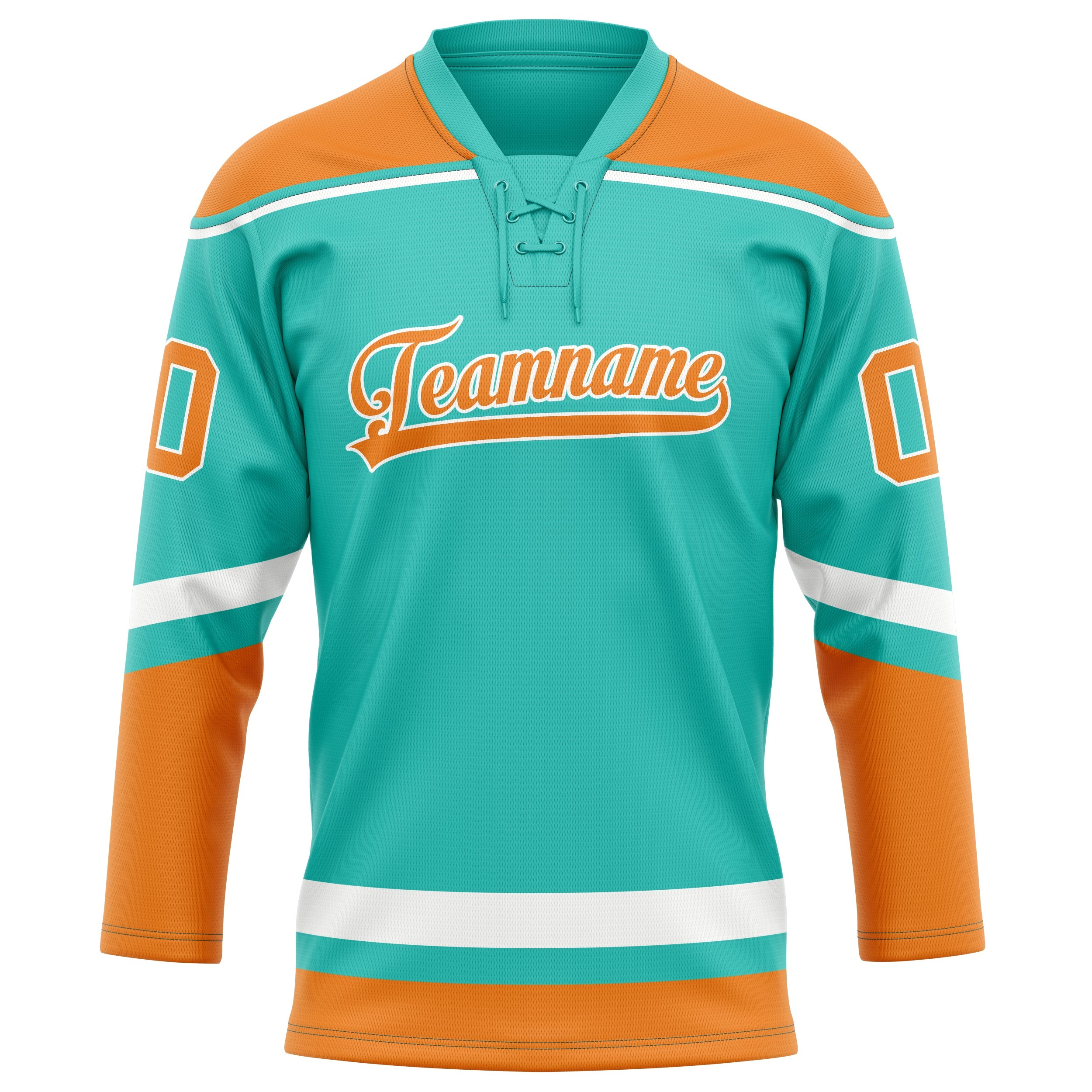Custom Aqua Orange Solid Colour Hockey Jersey