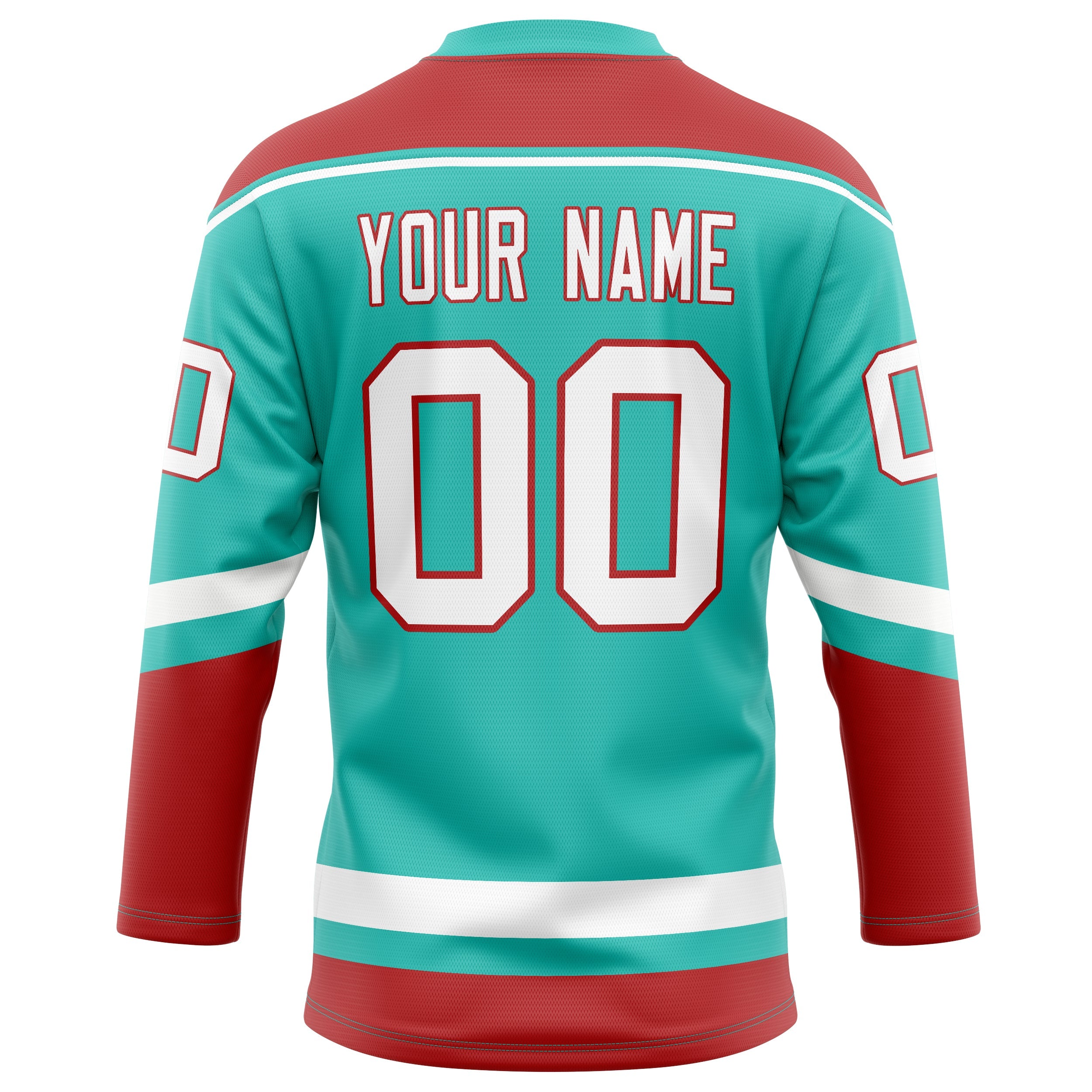 Custom Aqua Red Solid Colour Hockey Jersey