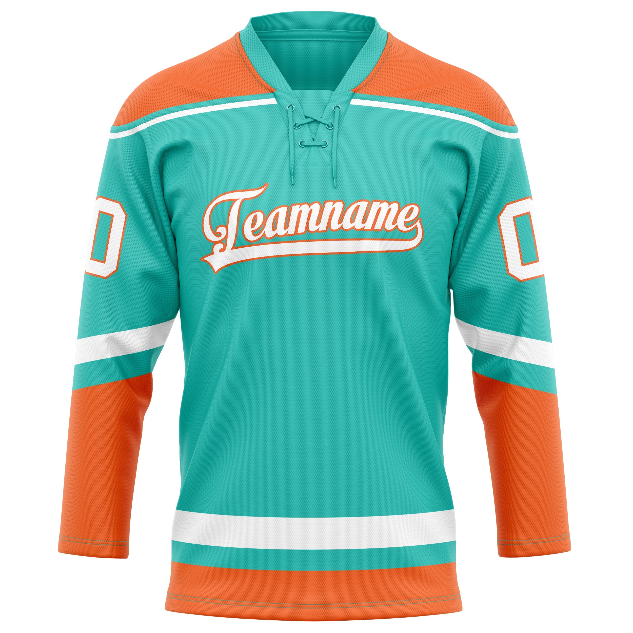 Custom Aqua Orange Solid Colour Hockey Jersey