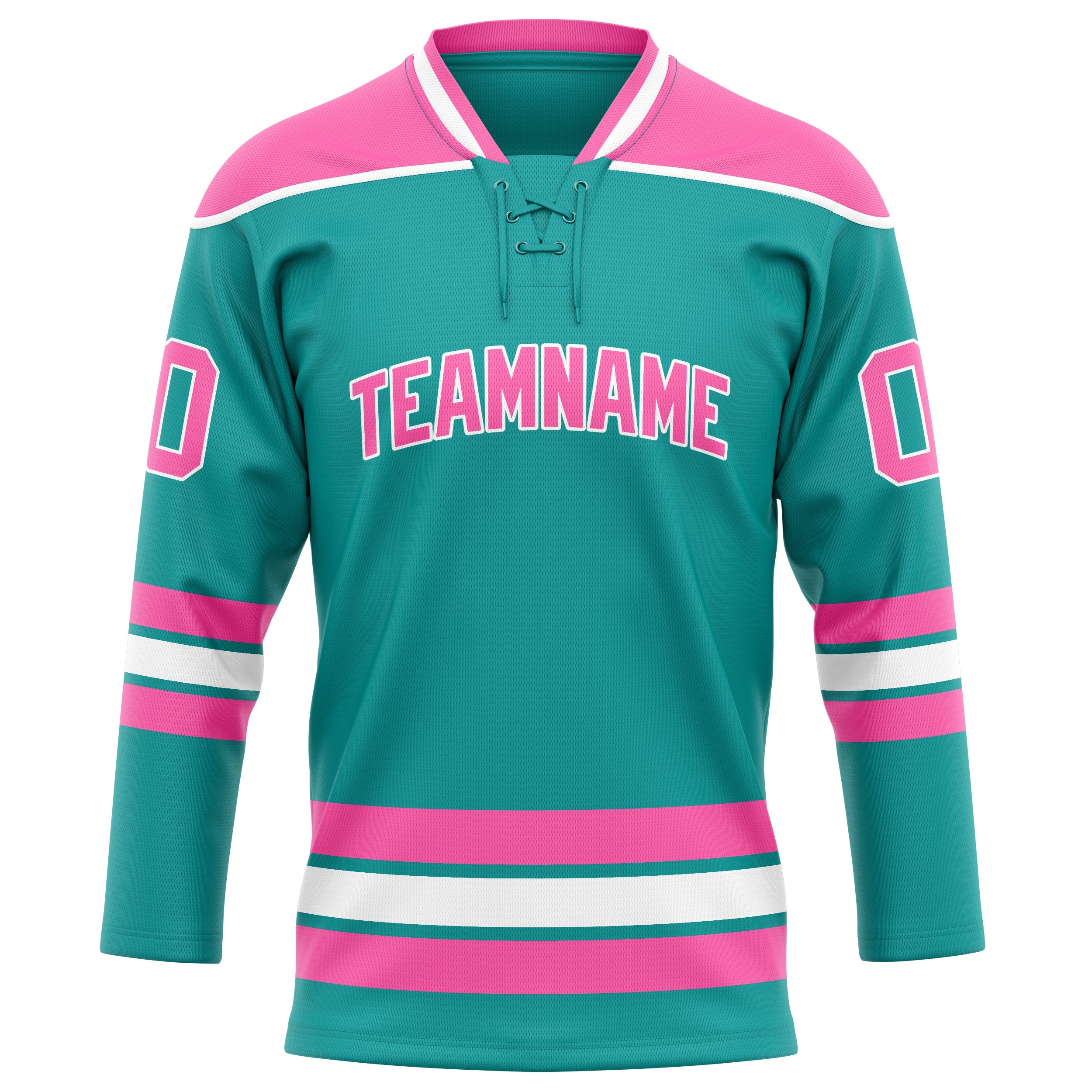 Custom Aqua Pink Solid Colour Hockey Jersey