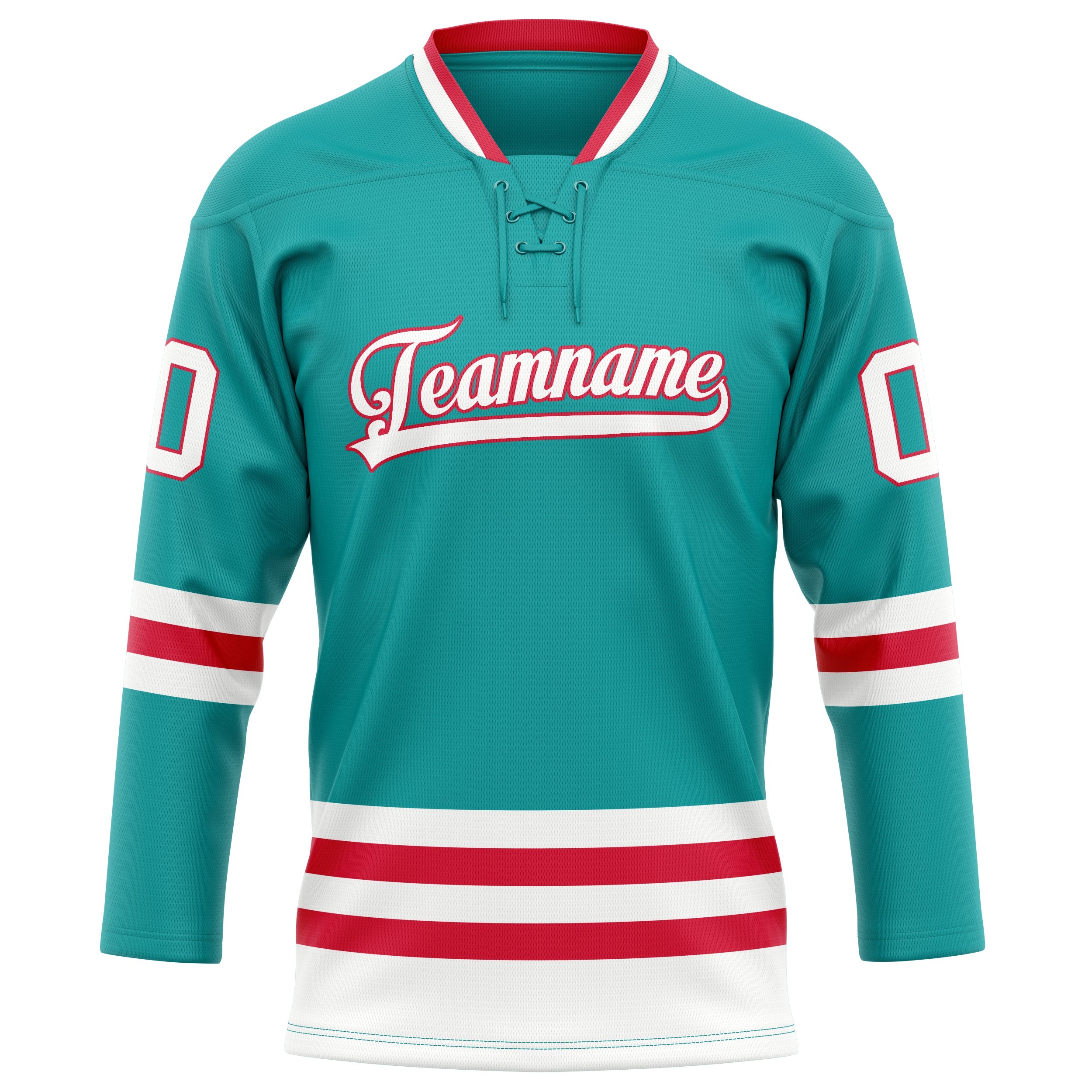 Custom Aqua Red Solid Colour Hockey Jersey